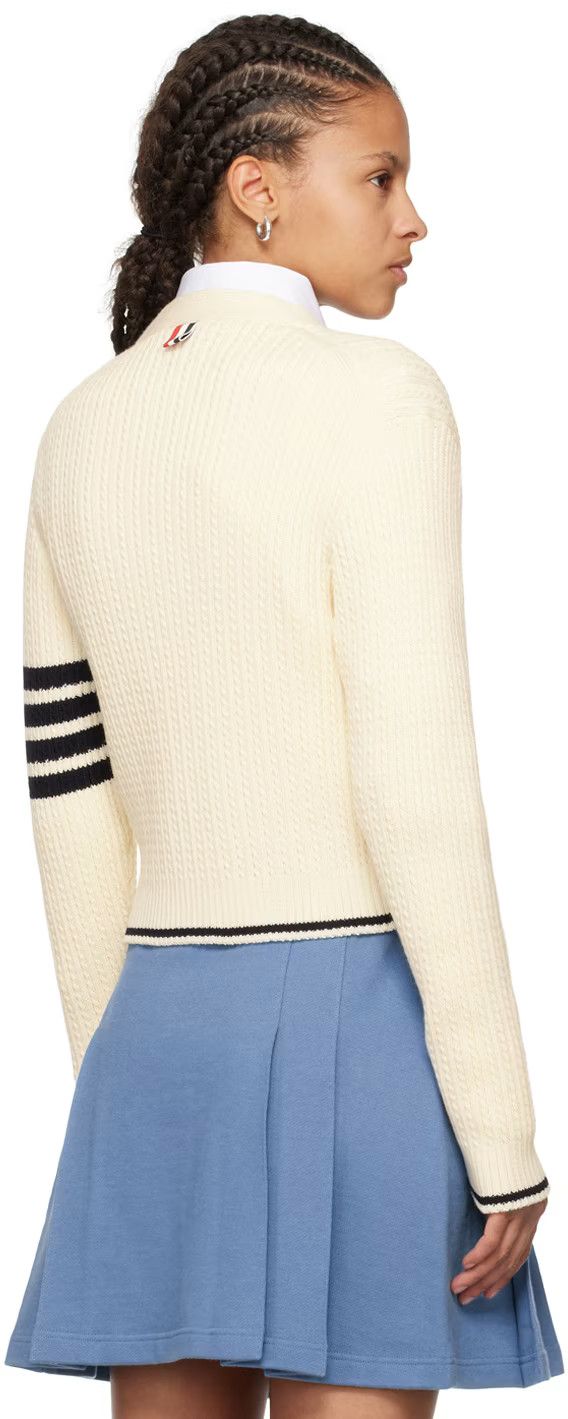 Thom Browne o1s22i1n0924 "Merino Wool 4-Bar Cardigan in Ivory Size XS / US 0-2 / IT 36-38 - 3 Thumbnail