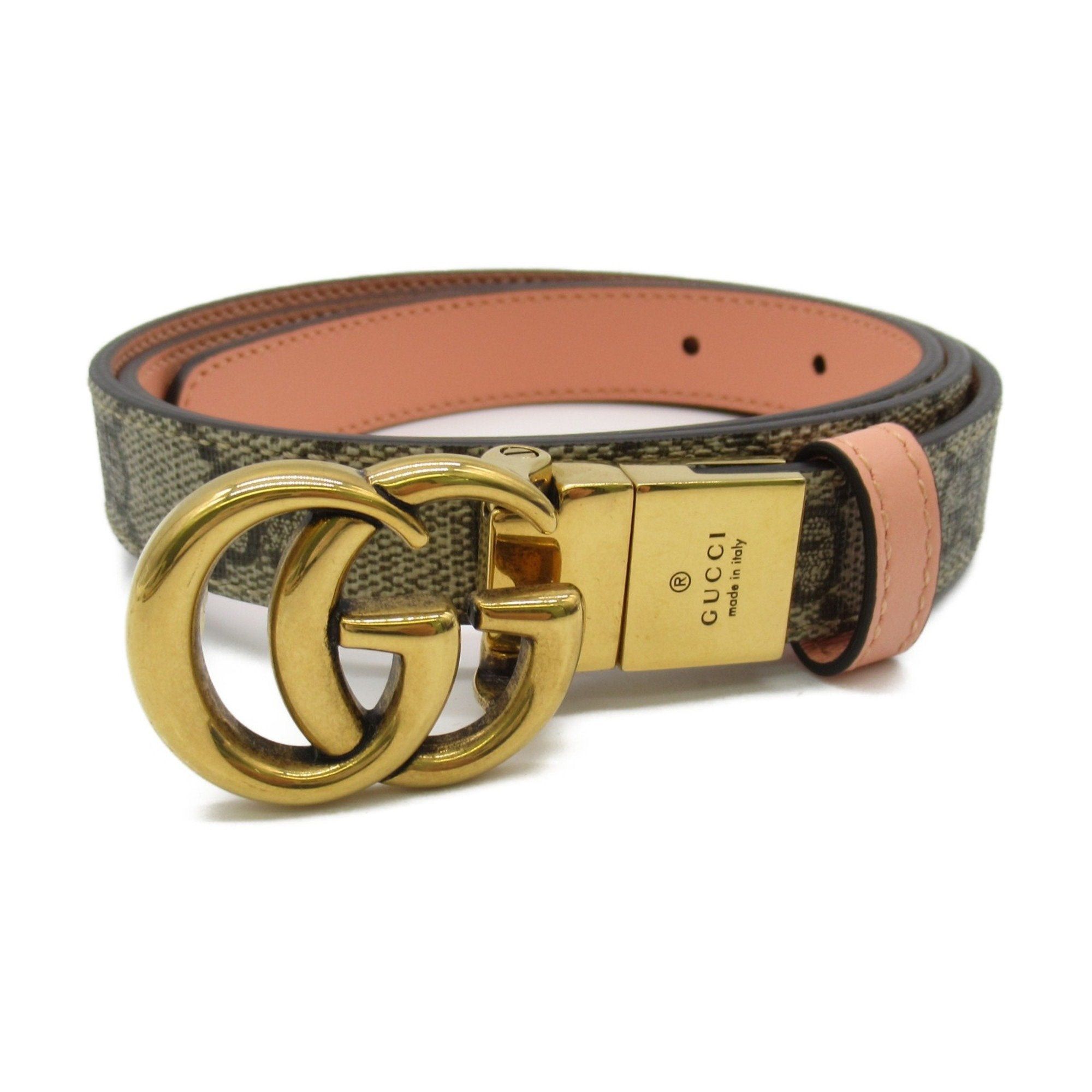 image of Gucci GG Marmont Reversible Belt Beige Pink GG Supreme Canvas 65941892Tic995280 in White, Women's