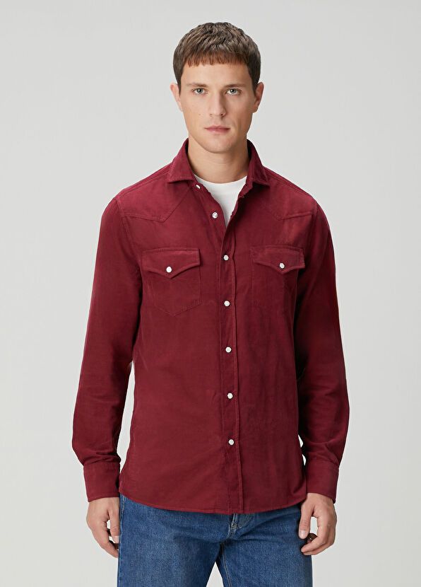 Brunello Cucinelli o1y0526 Solid Color Shirt in Burgundy Size US S / EU 44-46 / 1 - 1 Thumbnail