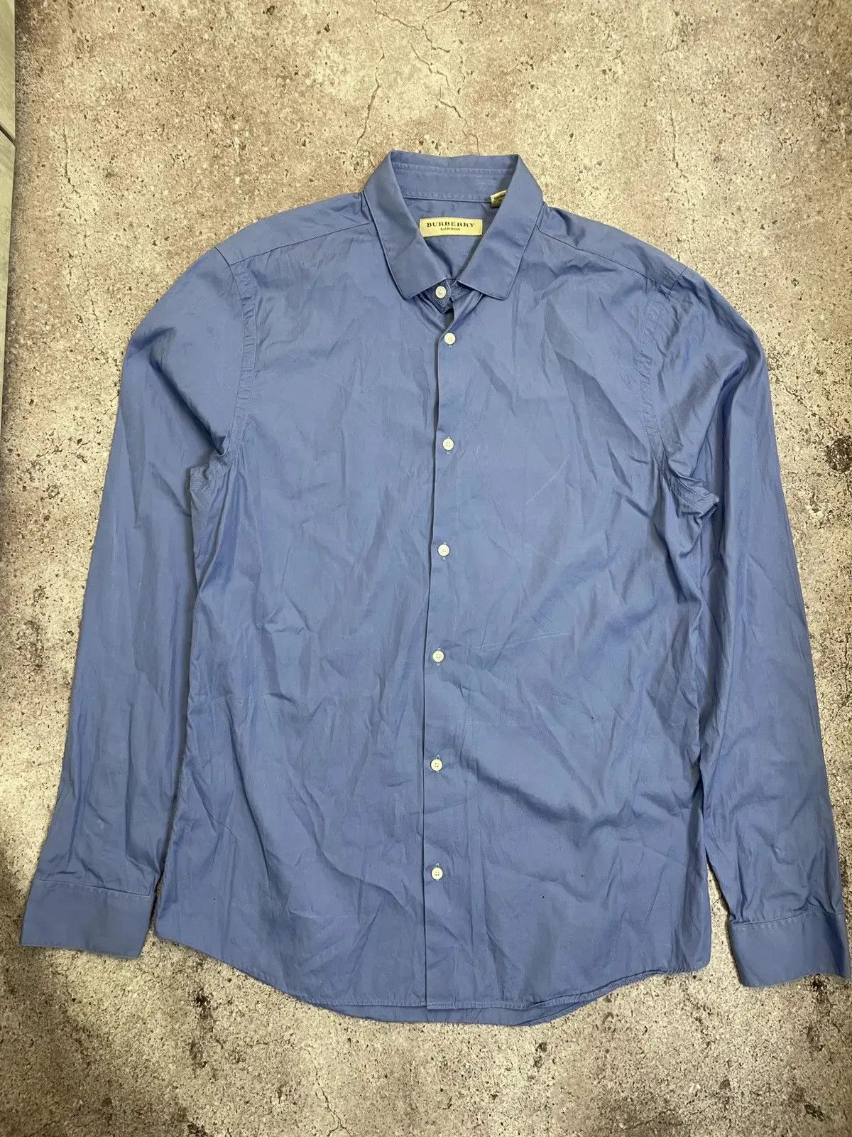 Burberry × Vintage Burberry London Tailored Fit Blue Dress Shirt Size US M / EU 48-50 / 2 - 1 Thumbnail