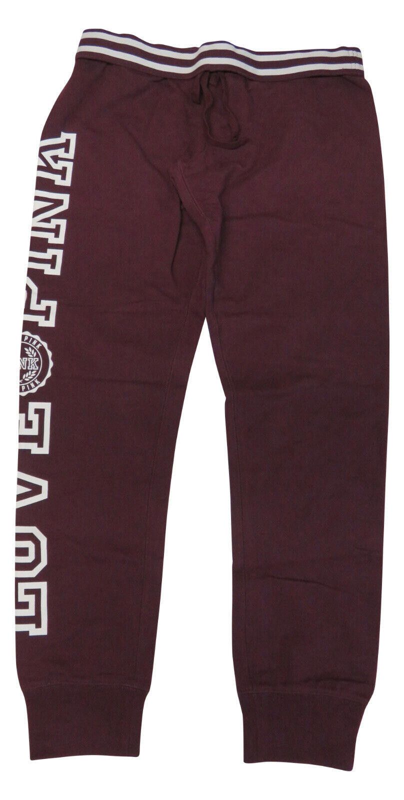 Designer Victoria's Secret PINK Women's Sweatpants Burgundy NEW Size 32" / US 10 / IT 46 - 1 Thumbnail