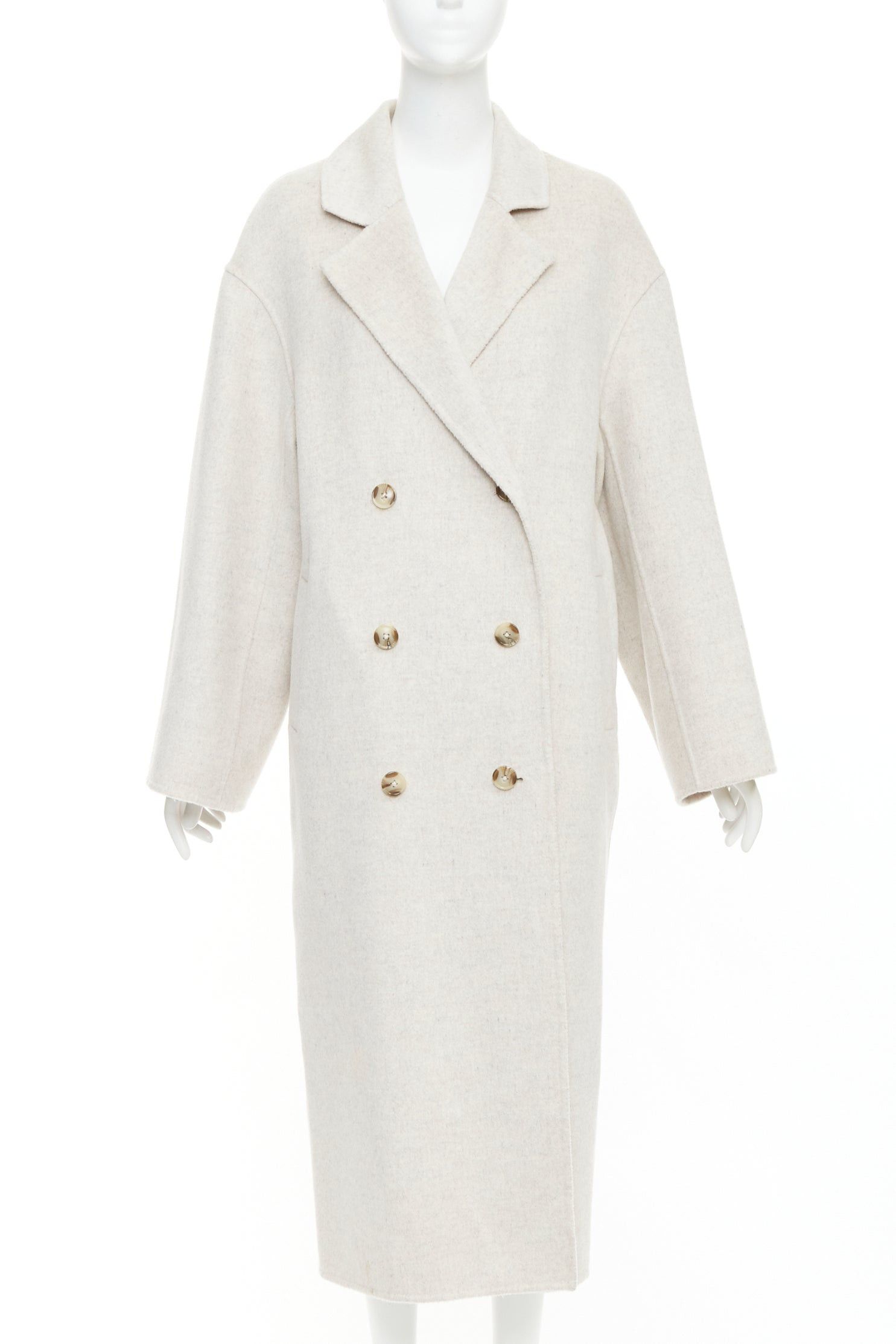 Loulou de Saison LOU LOU STUDIO Borneo light grey wool cashmere felt double breasted long coat XS Size S / US 4 / IT 40 - 1 Thumbnail
