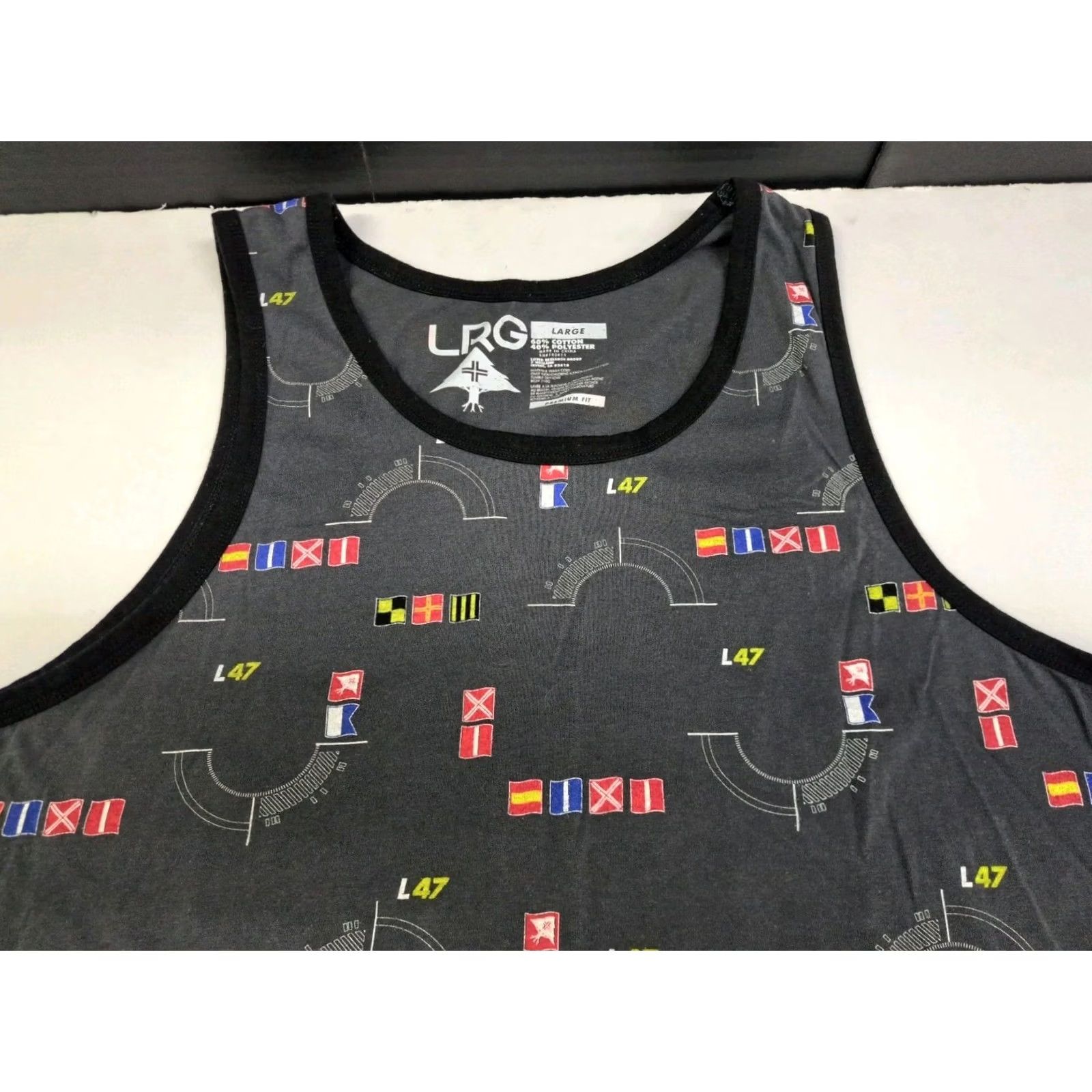 47 LRG 47 Mens Gray Tank Top Size Large Sleeveless Round Neck Cotton Polyester Embroidered Logo Premium Fit Shirt/Top Size US L / EU 52-54 / 3 - 2 Thumbnail