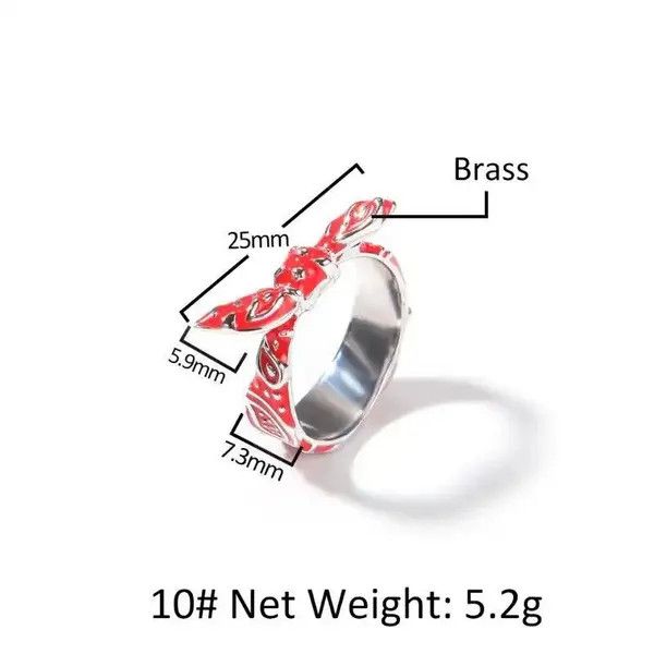 Jewelry × Vintage Bandana-shaped Cashew Flower Red Rings Size ONE SIZE - 4 Thumbnail