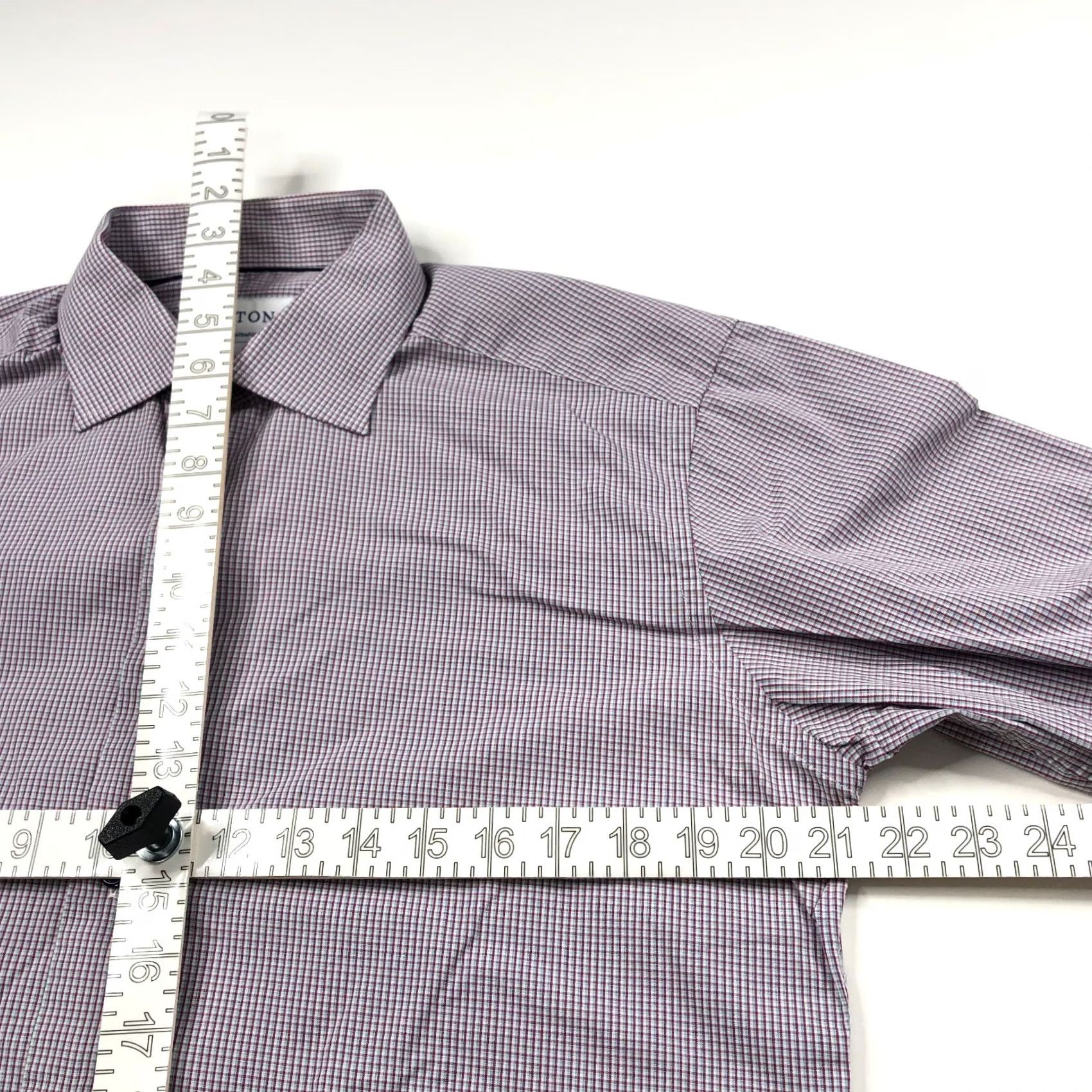 Eton ETON CONTEMPORARY Dress Shirt Plaid Red 16/32 Long Sleeve Button Cuff Mens Regular 100% Cotton Size 42R - 5 Thumbnail