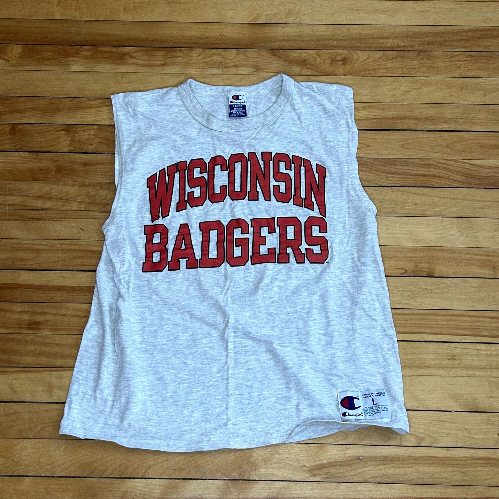 Champion Vintage 90s Wisconsin Badgers Cutoff Shirt Large Size US L / EU 52-54 / 3 - 1 Thumbnail