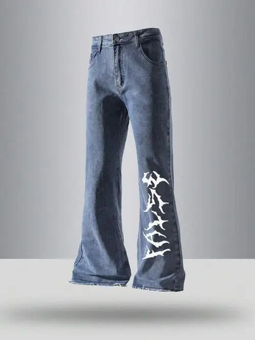 Jean Flared DRIP DRILL denim jeans Y2K Size US 32 / EU 48 - 1 Thumbnail