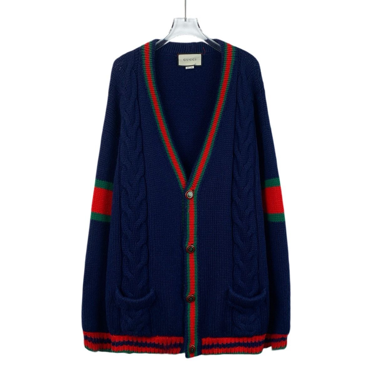 Gucci Gucci Blue Striped Wool Knit Cardigan Coat K26WX Size XXL / US 16-18 / IT 52-54 - 1 Thumbnail