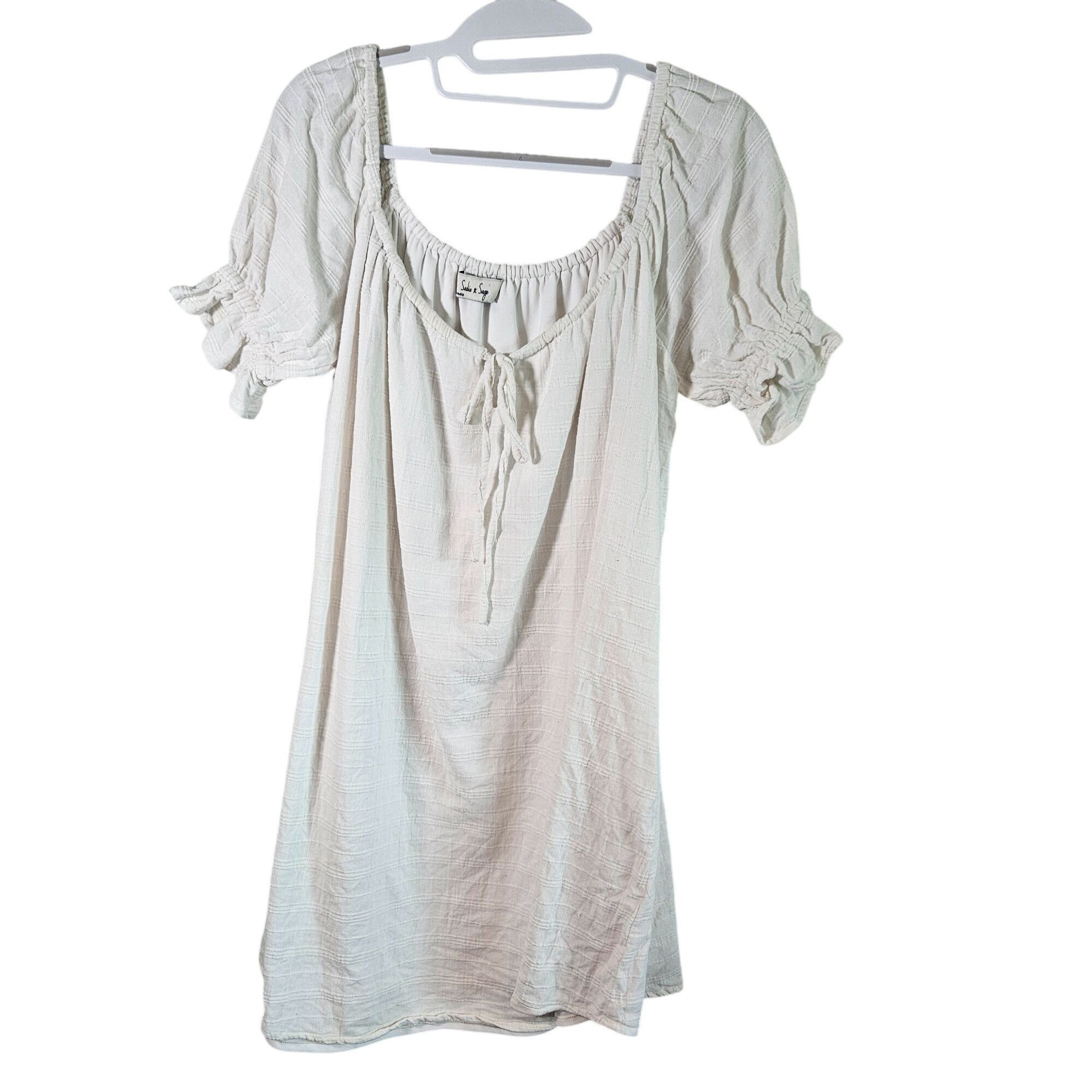 Other Sadie & Sage Cream Mini M Cottagecore Romantic Summer Peasan Size M / US 6-8 / IT 42-44 - 2 Thumbnail