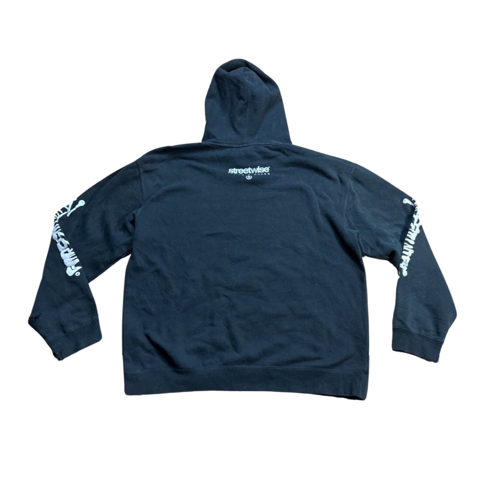 VINTAGE Streetwise Black Distressed Hoodie XL Men Pullover