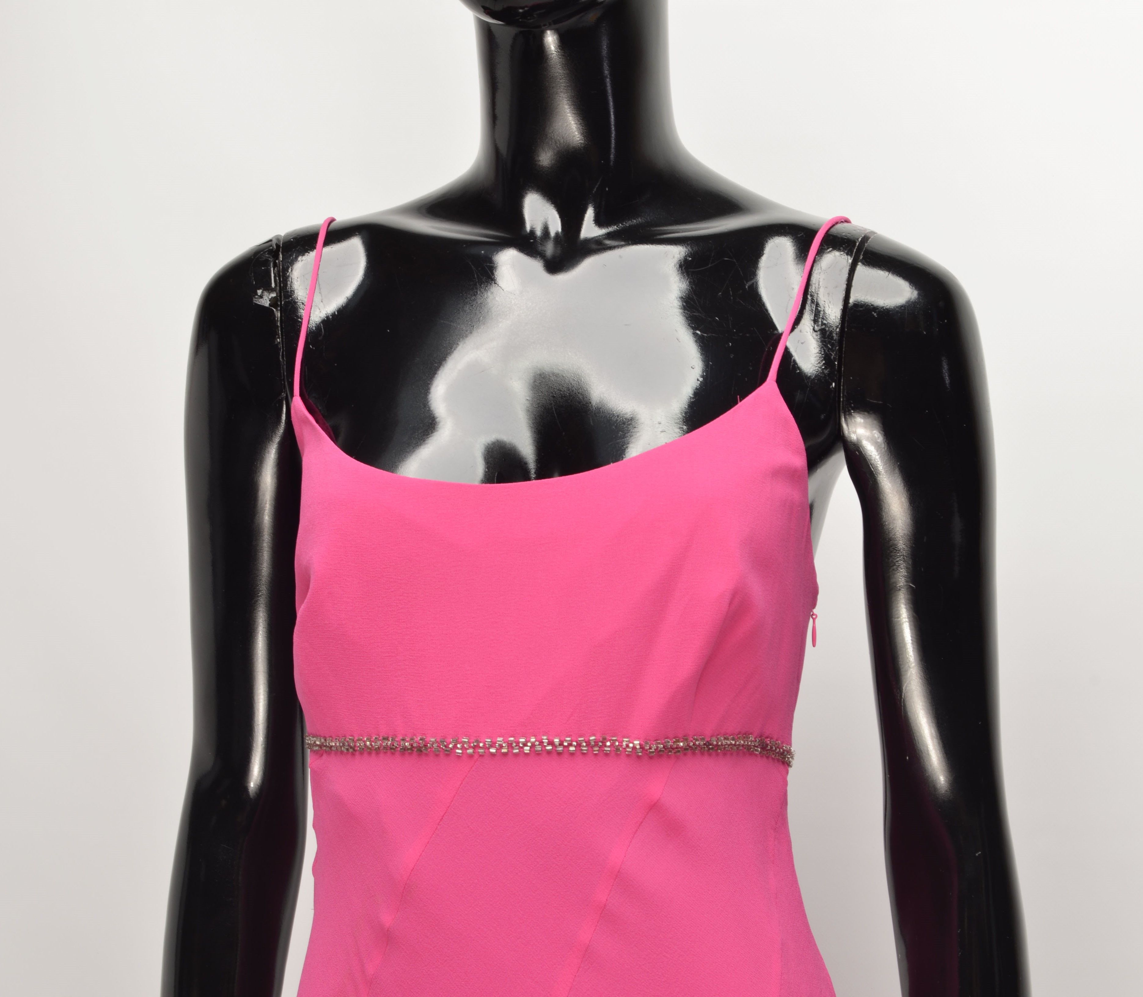 Vintage Vintage Ben De Lisi Pink Y2K Silk Beaded Midi Dress Size M / US 6-8 / IT 42-44 - 2 Thumbnail