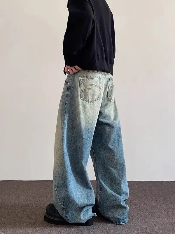 VIBE Retro washed curved knife baggy casual jeans Size US 32 / EU 48 - 4 Thumbnail