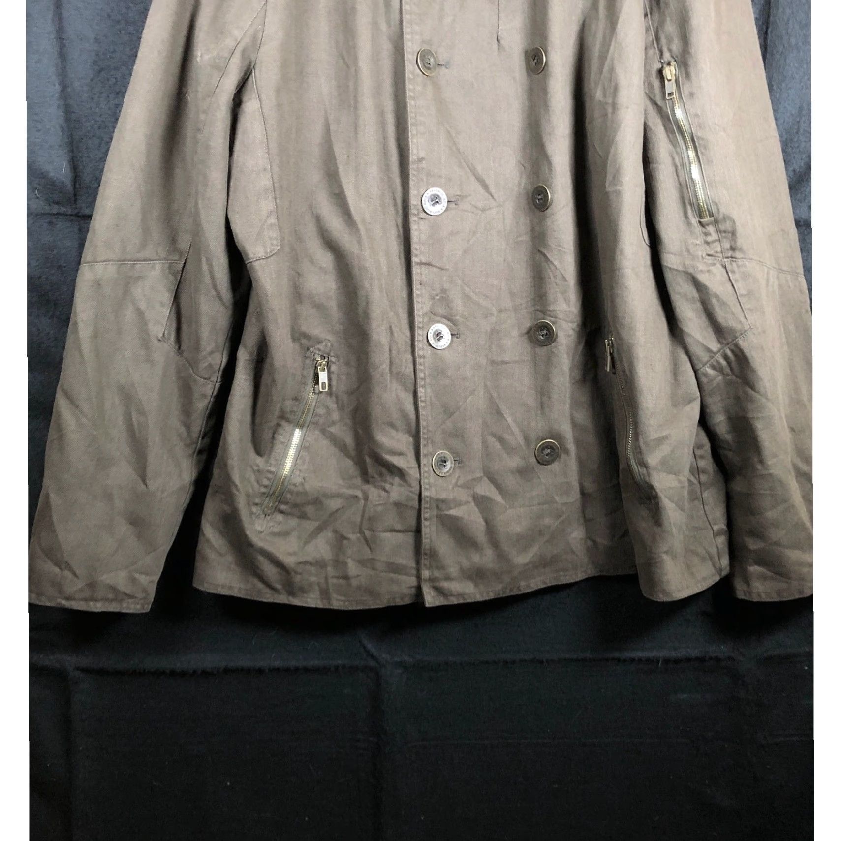 Vintage Rock & Republic Mens Jacket Brown Double Breasted Trench Coat 100% Cotton XL Jacket Men Long Coat Casual Brown Trench Coat, 100% Cotton, XL, Mens Size US XL / EU 56 / 4 - 3 Thumbnail