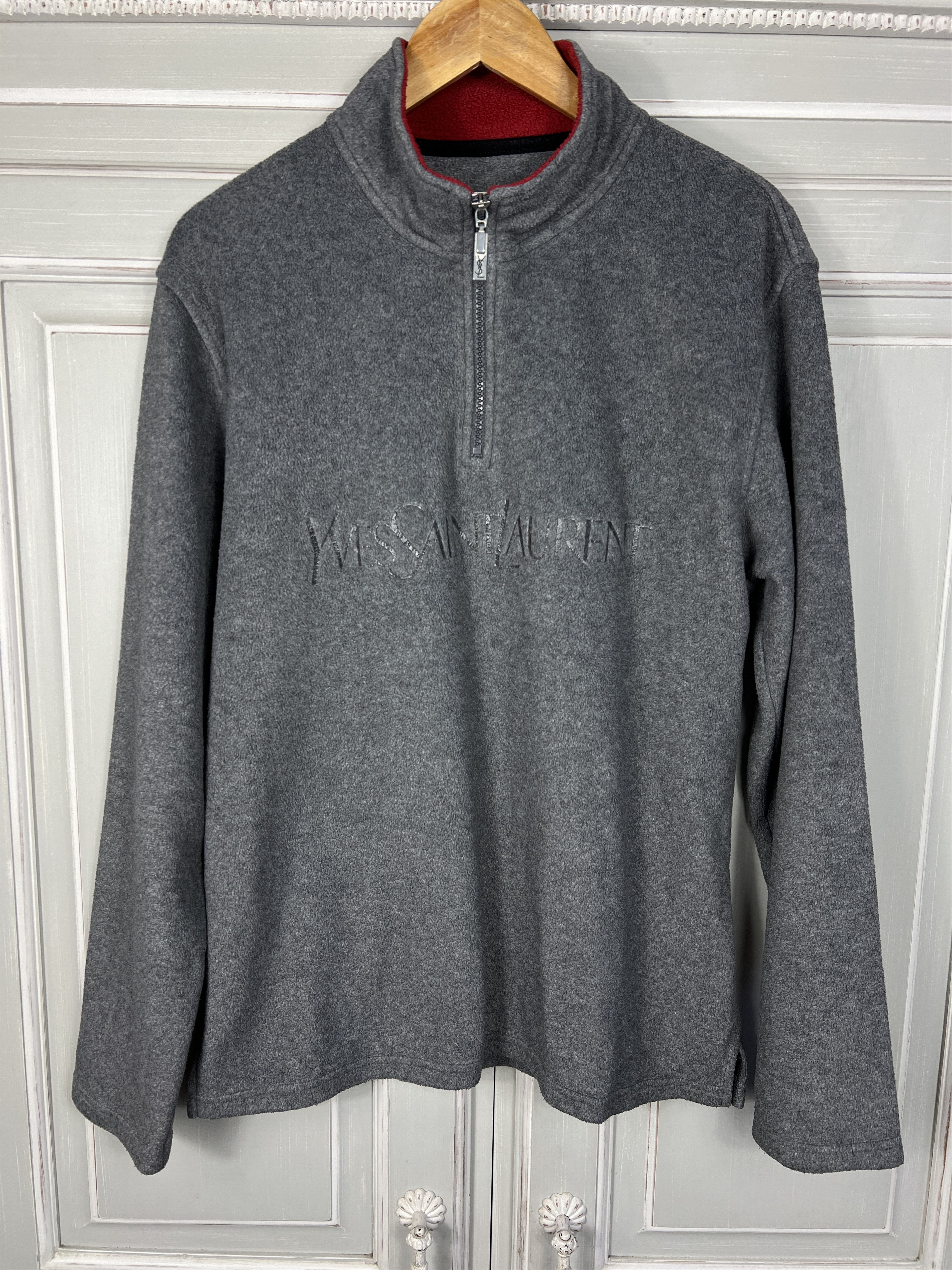 Yves Saint Laurent ysl fleece grey zip hoodie y2k Size US M / EU 48-50 / 2 - 1 Thumbnail