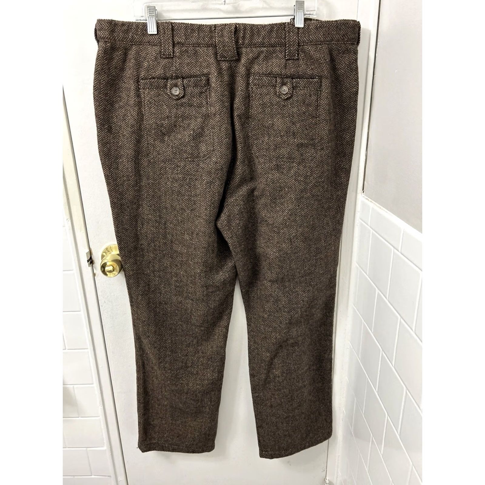 The Territory Ahead The Territory Ahead Pants Mens 40x30 Brown Herringbone Wool Blend YKK T1804 Size US 40 / EU 56 - 7 Thumbnail
