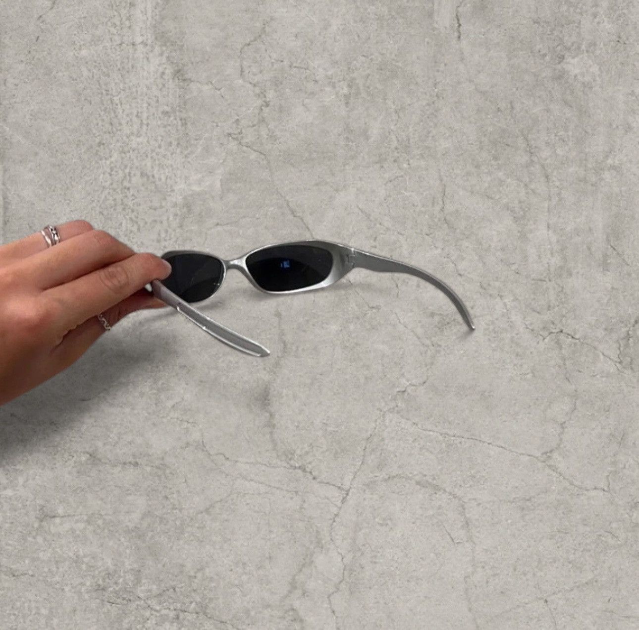 Japanese Brand Insane UV400 sunglasses, silver with black lense. One size. Size ONE SIZE - 4 Thumbnail