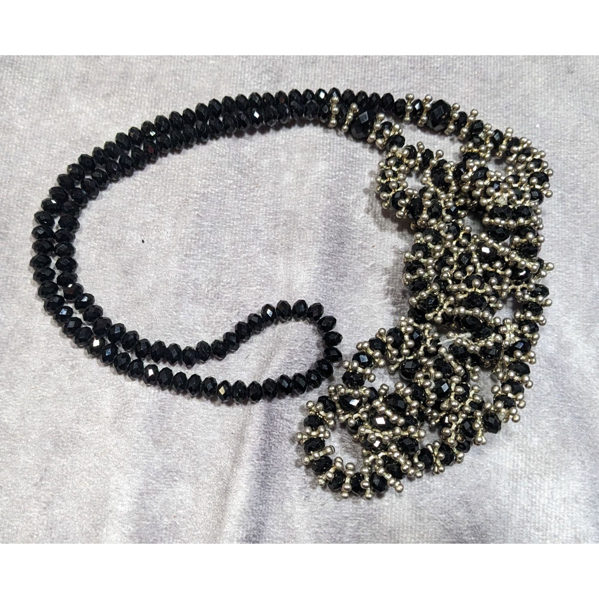 Other Vintage Glam Metal And Glass Beaded Loop Statement Necklace Size ONE SIZE - 4 Thumbnail