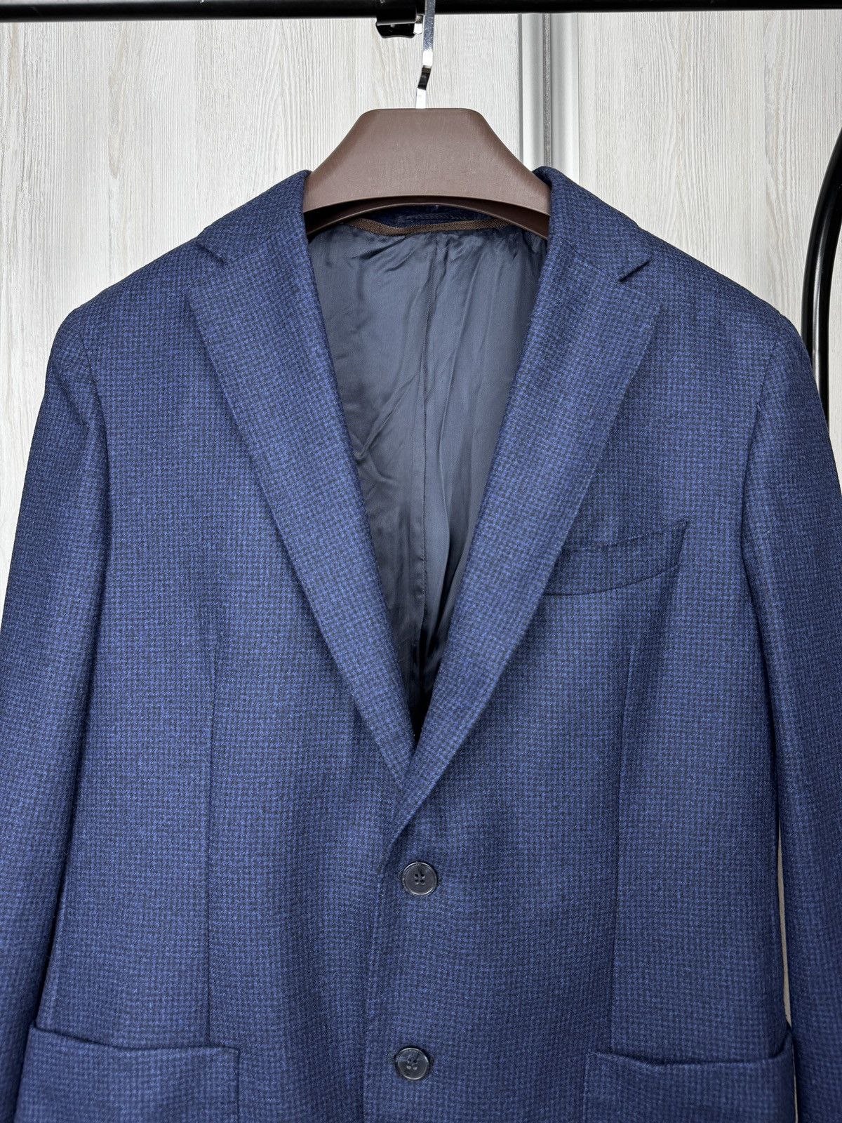 Boggi Boggi Milano Blue checkered houndstooth wool blazer Size 40R - 3 Thumbnail