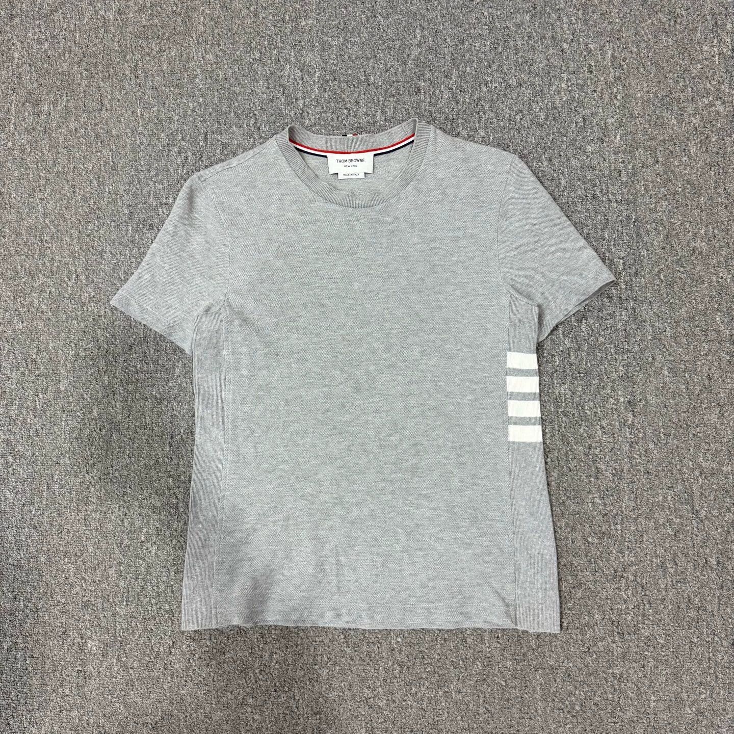 Thom Browne TB Gray 4-Bar Stripe Short Tee 0 Mint Size US XS / EU 42 / 0 - 1 Thumbnail