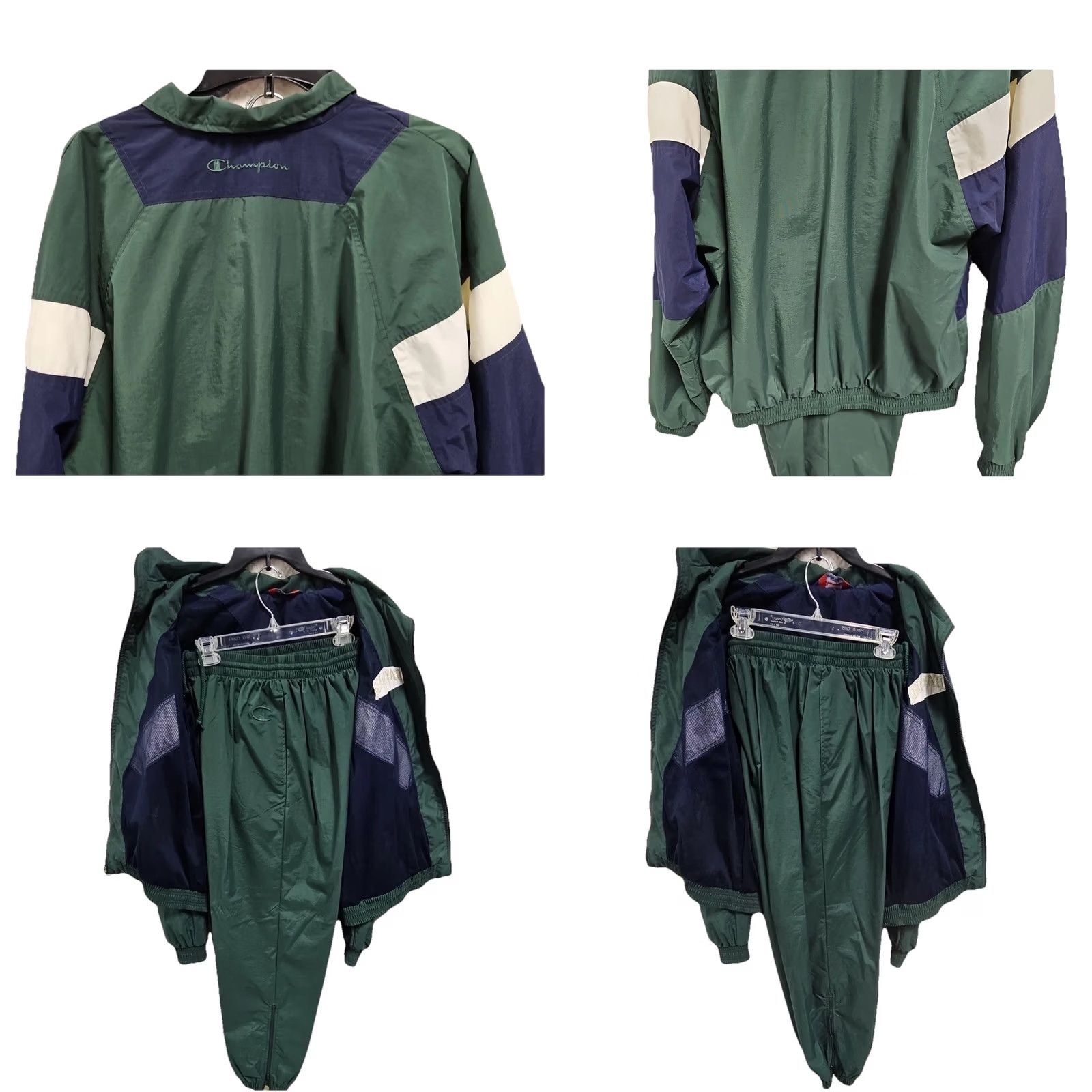 Champion VINTAGE Champion Baylor University Tracksuit Mens M Green Windbreaker Set Y2K Size US 31 - 8 Thumbnail