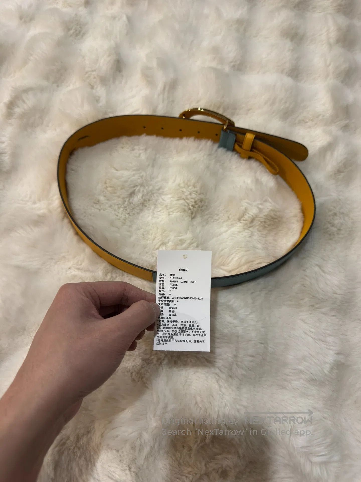 Gucci Guicci size 85 Contrasting Gold Buckle Belt| Size ONE SIZE - 4 Thumbnail