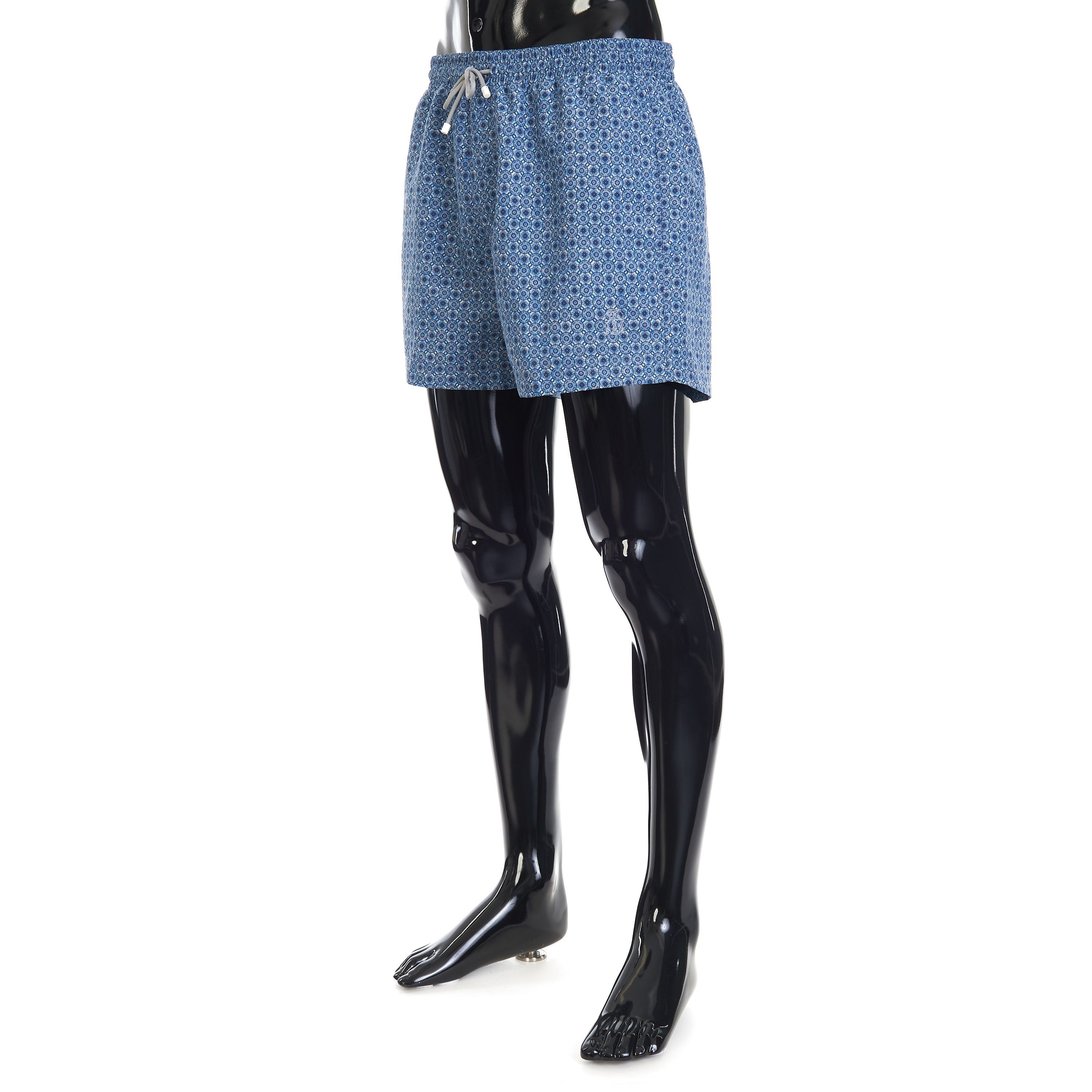Brunello Cucinelli Microfiber Swim Shorts - Geometric Print, Pacific Blue Size US 30 / EU 46 - 2 Thumbnail