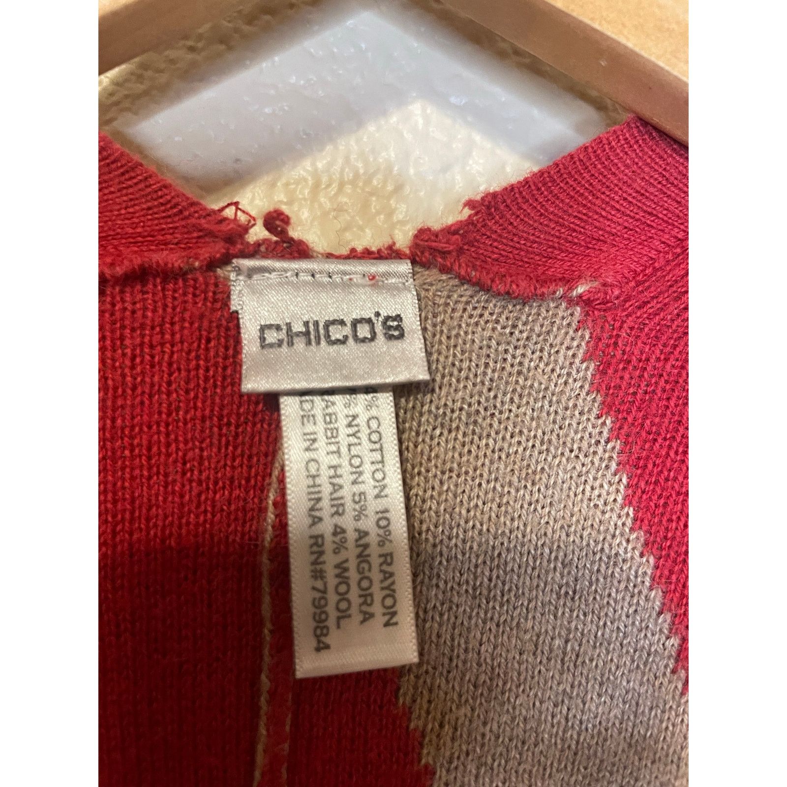 Chicos Chico's Boho Red Geometric Print Knit Kimono Shawl One Size Size ONE SIZE - 3 Thumbnail