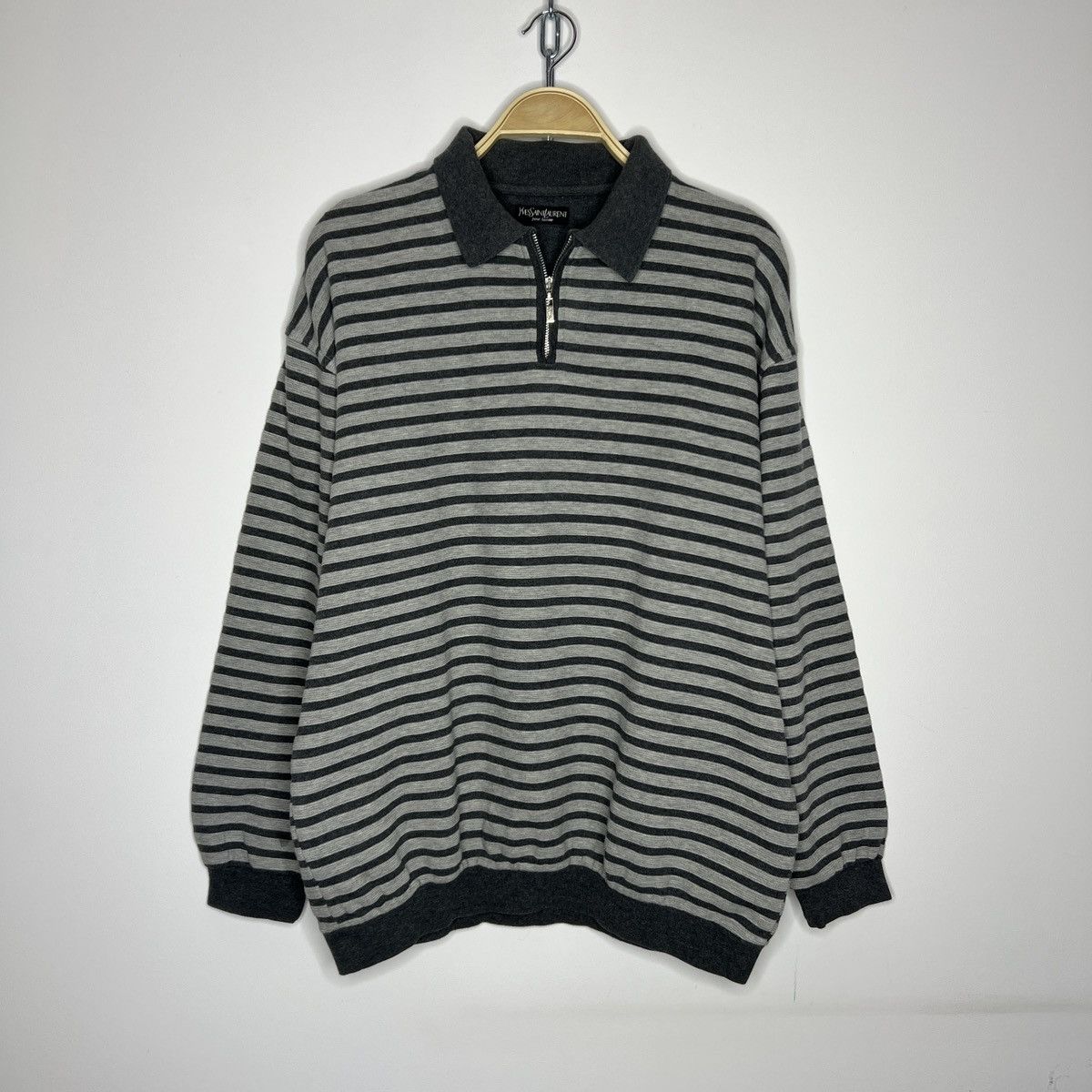 Yves Saint Laurent Vintage YSL Yves Saint Laurent Sweatshirt Half Zip Grey 90s Size US L / EU 52-54 / 3 - 1 Thumbnail