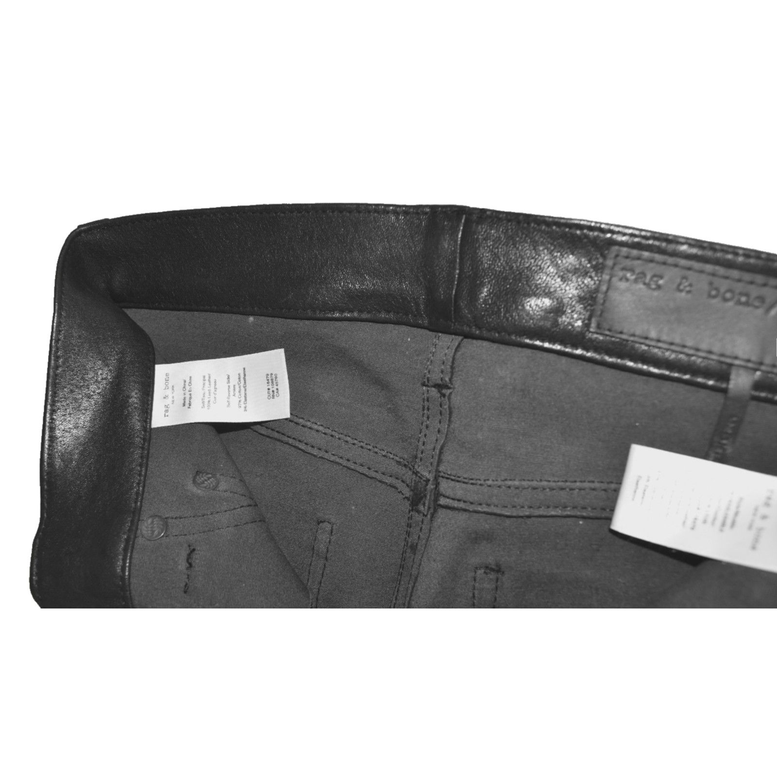 Rag & Bone RAG & BONE Black 100% Lamb Leather Slim Skinny Jeans Size 23 Size 23" - 6 Thumbnail