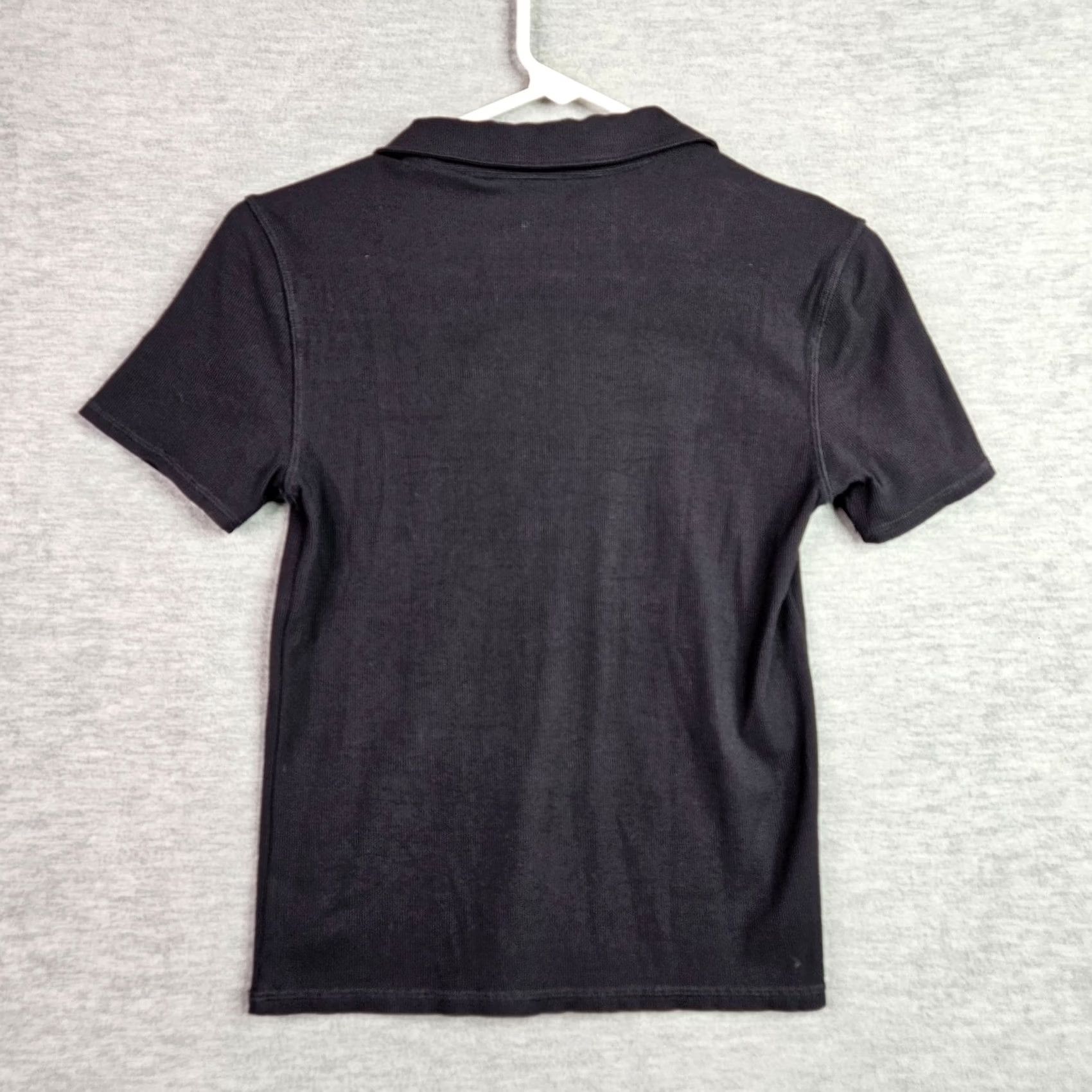 Vuori Vuori Women’s Black Ribbed Short Sleeve Polo Shirt XS Polo Shirt Women Black Ribbed Short Sleeve Polo Stretch Top Activewear Sonics Sports Nurses Size XS / US 0-2 / IT 36-38 - 2 Thumbnail