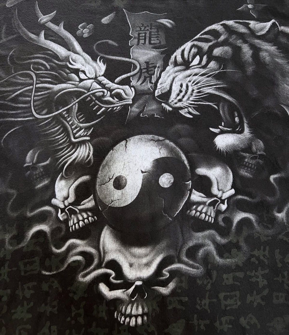 Japanese Brand Yin Yang Dragon Tiger Japanese Graphic Tee Size US XL / EU 56 / 4 - 4 Thumbnail