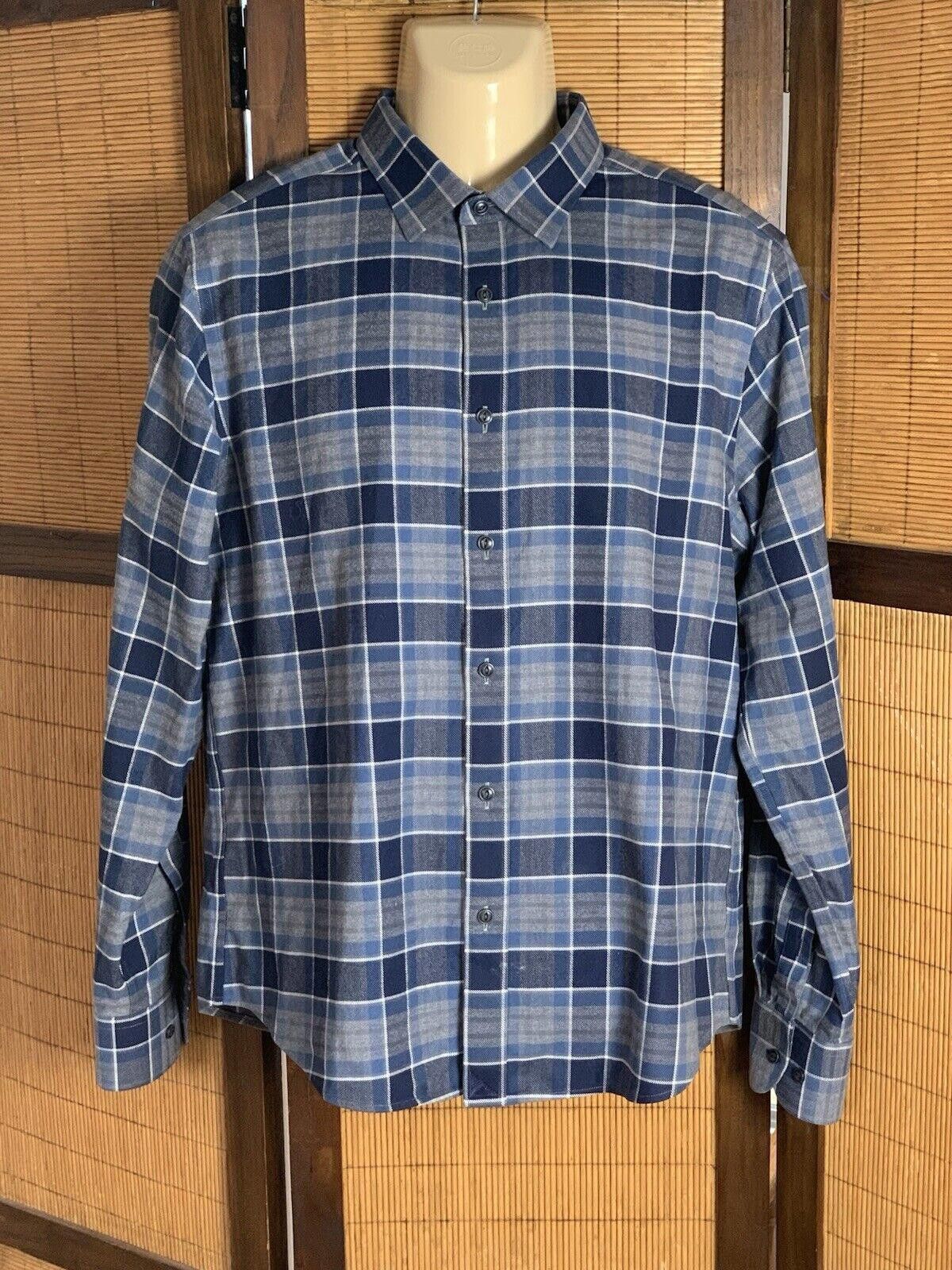 UNTUCKit Untuckit Men Plaid Gray Blue Long Sleeve Flannel Size US L / EU 52-54 / 3 - 1 Thumbnail