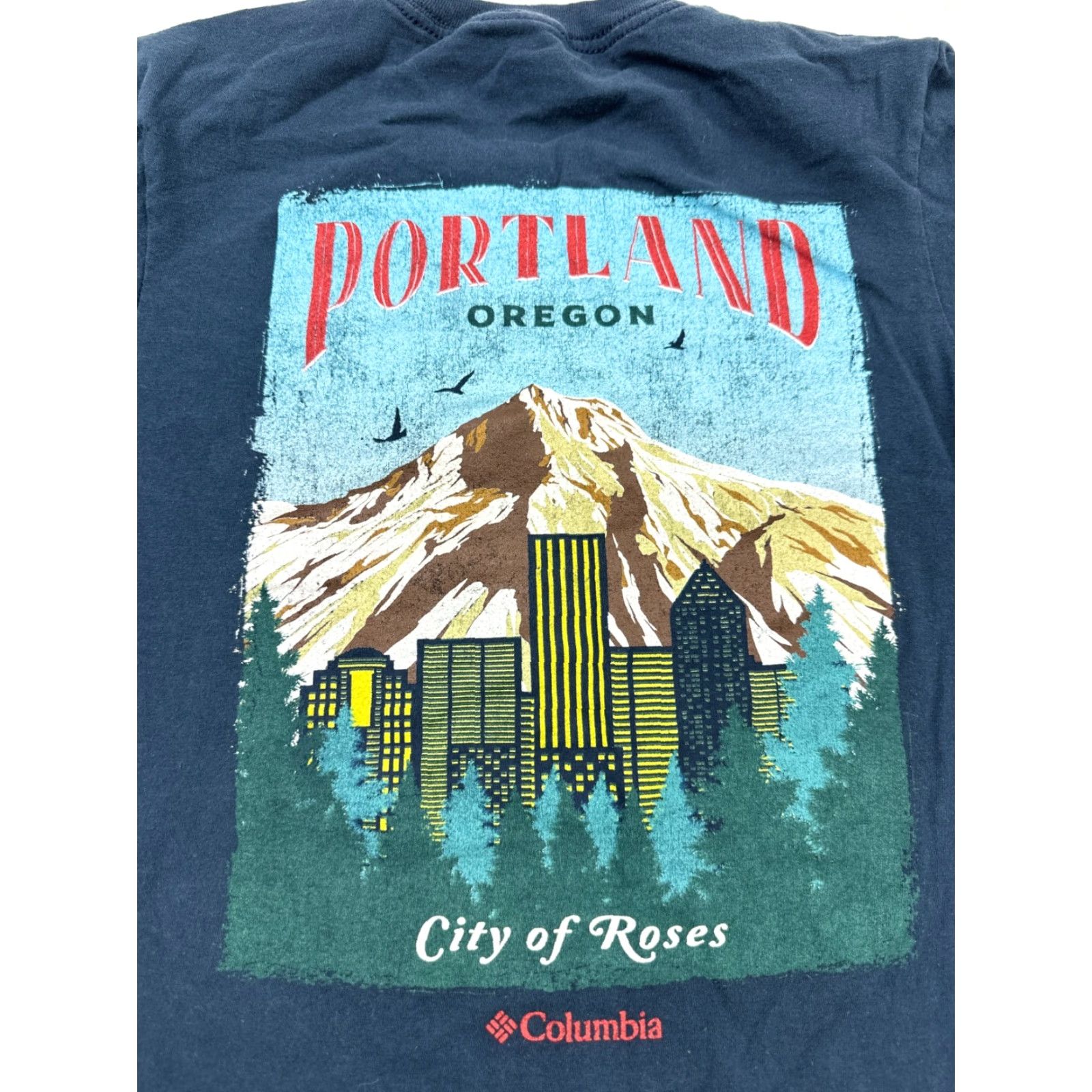 Vintage Columbia Shirt Mens Small Blue Graphic Portland Oregon Tee Short Sleeve Crew Neck Regular Fit 100% Cotton Spring Summer Mens Size US S / EU 44-46 / 1 - 5 Thumbnail