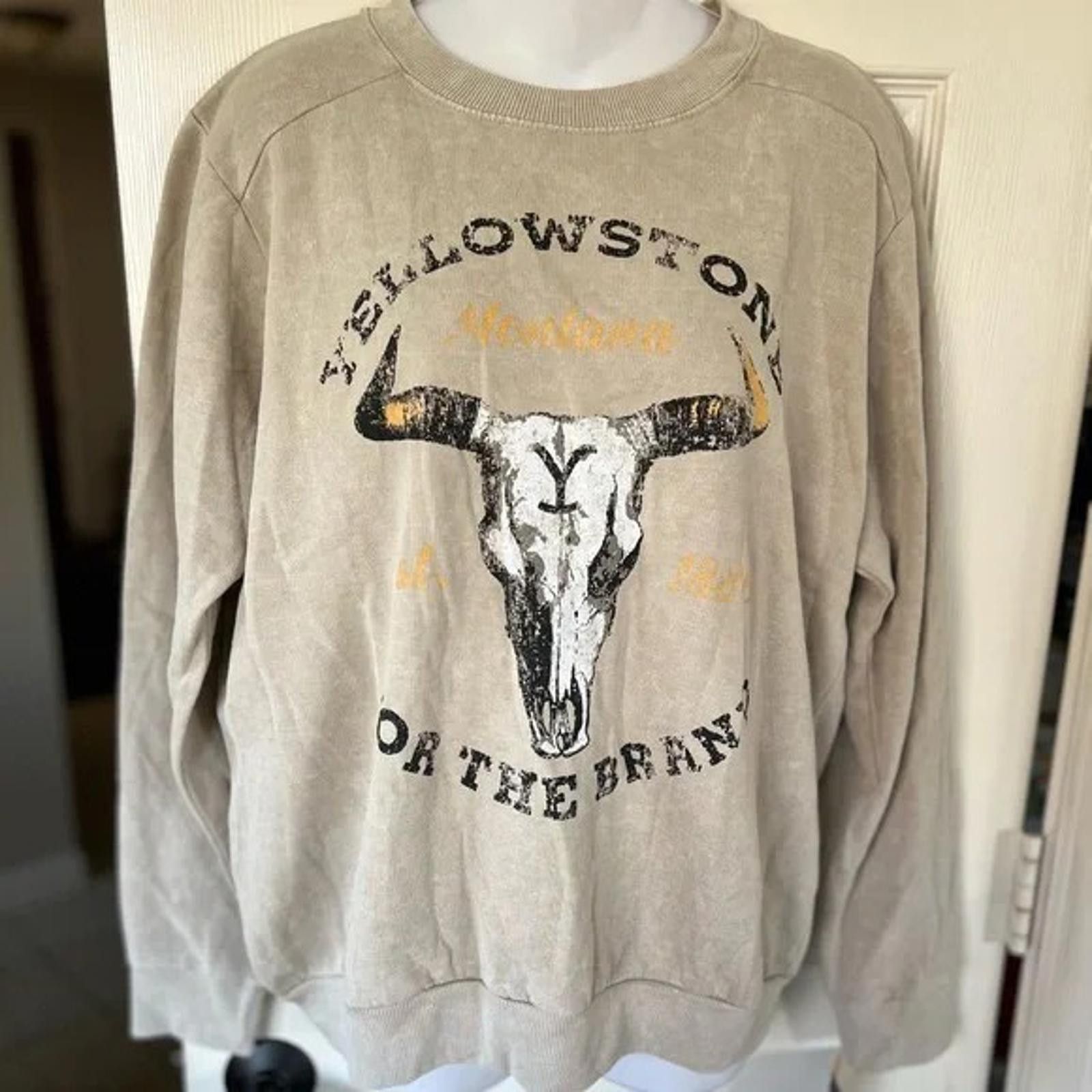 Other Yellowstone Dutton Ranch Skull Western Sweatshirt Beige SzXL Size M / US 6-8 / IT 42-44 - 1 Thumbnail