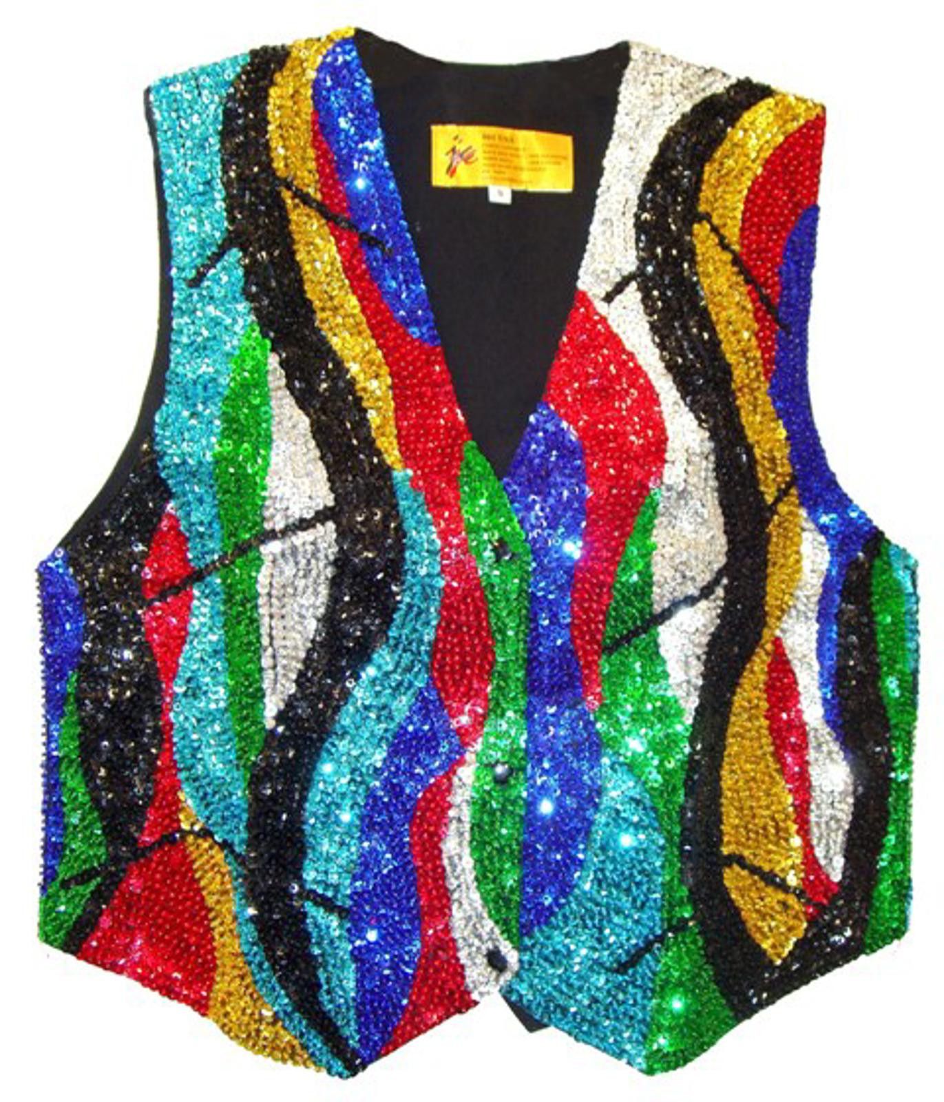 Designer Sequin Vest RAINBOW ZIG-ZAG (size S only) Size ONE SIZE - 1 Preview
