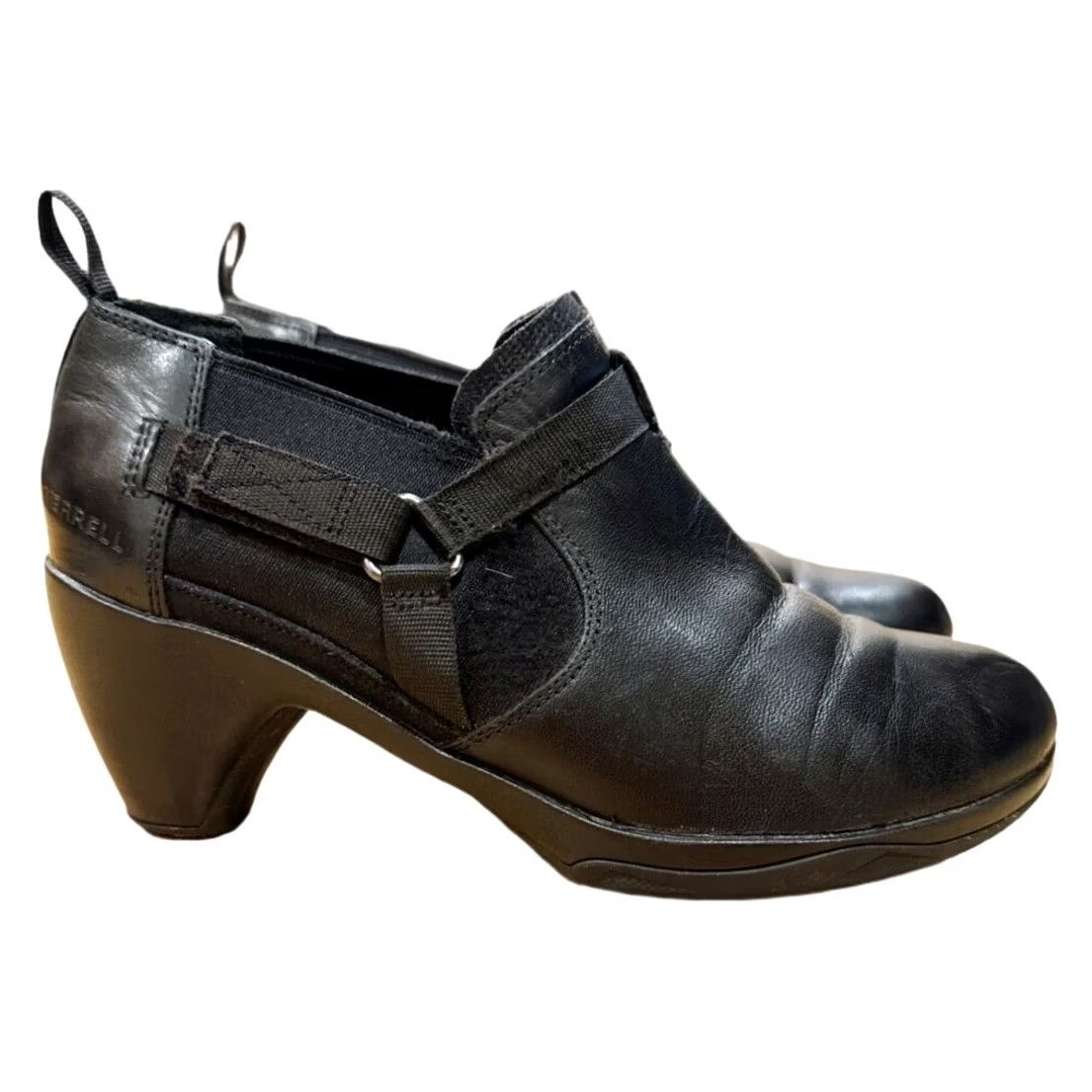 Merrell Merrell Evera Rush Women's Boots Heeled Ankle Booties Black Leather Harness 8 Size US 8 / IT 38 - 4 Thumbnail