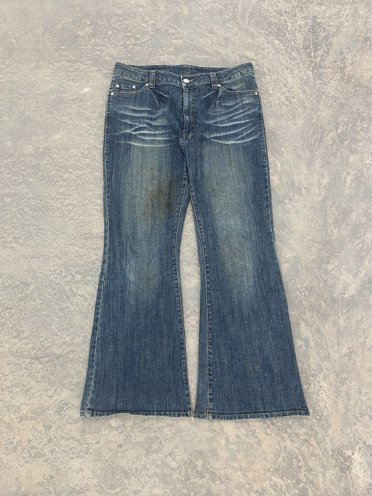 Hysteric Glamour VINTAGE JAPAN BRAND FLARE JEANS WASH LGB PUNK PANTS Size US 35 - 1 Thumbnail