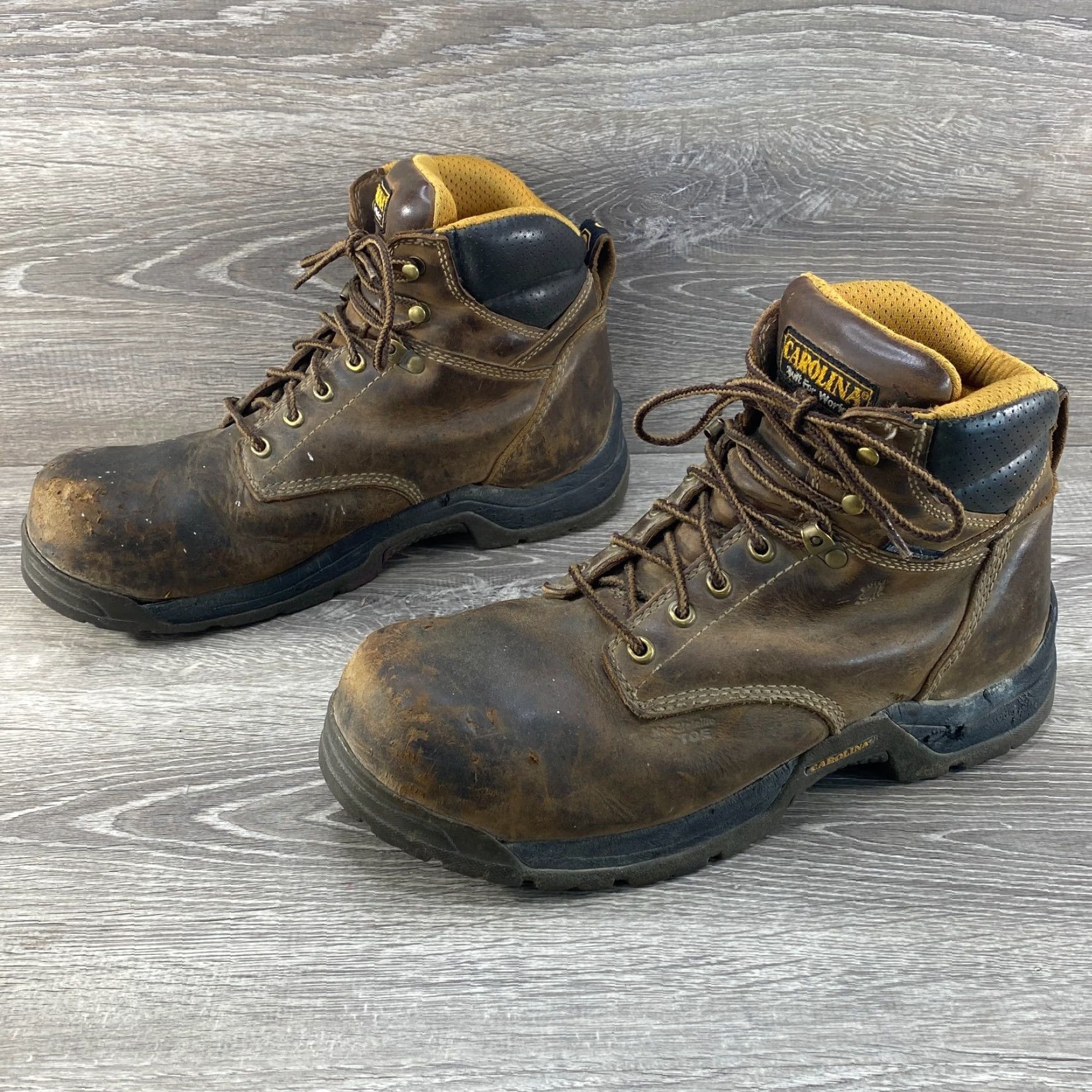 Vintage Carolina Work Boots Mens 12 4E Waterproof Comp Toe Bruno Brown Leather Lace Up Size US 12 / EU 45 - 5 Thumbnail