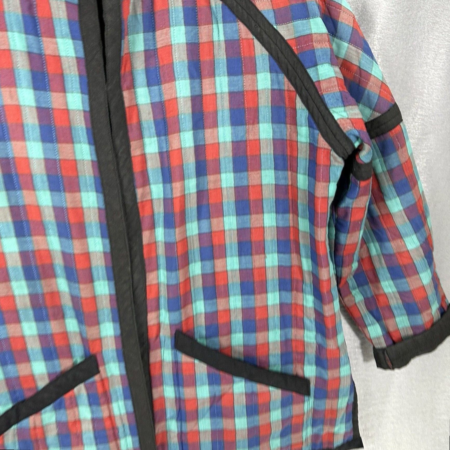 Vintage VINTAGE Quilted Jacket Womens Large Striped Cotton L Black Embroidered Quilted 90s Bohemian Cottagecore Gothic Mens? Womens Size L / US 10 / IT 46 - 7 Thumbnail