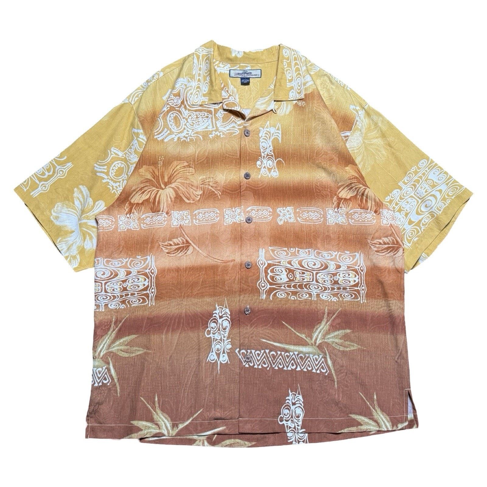 Tommy Bahama Tommy Bahama Silk Hawaiian Shirt Mens Sunburst Orange L Size US L / EU 52-54 / 3 - 1 Thumbnail