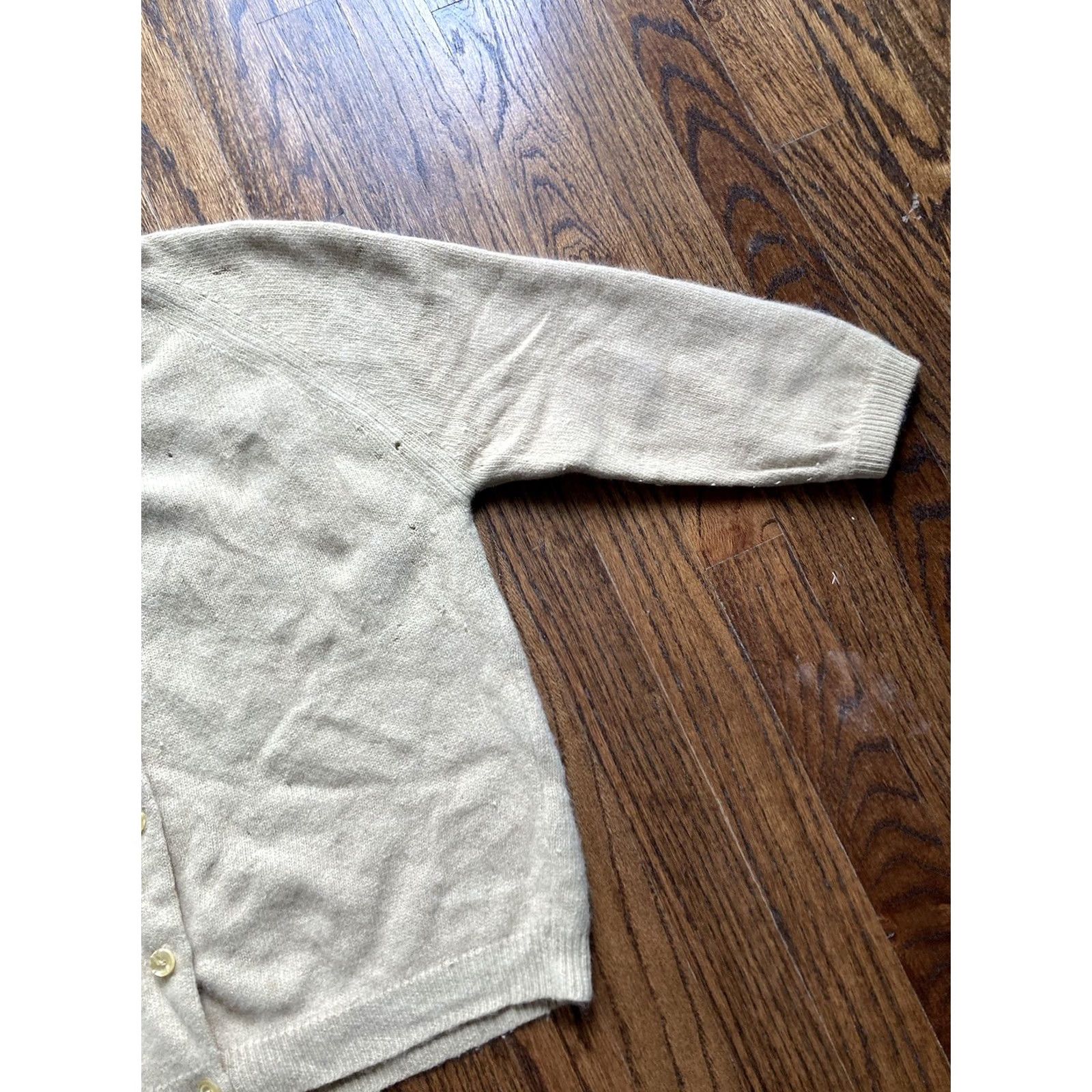 Vintage VINTAGE Angelon by Darlene Cardigan Sweater Angora Lambswool Beige Yellow M Regular 3/4 Sleeve Button Casual Spring Womens Size M / US 6-8 / IT 42-44 - 3 Thumbnail