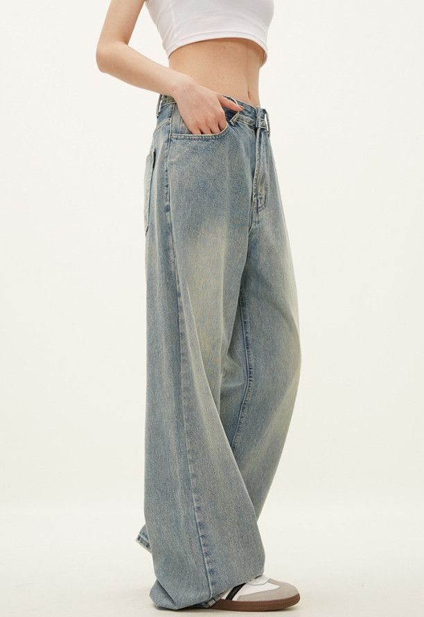 Vintage American men's retro washed loose casual straight leg jeans Size US 32 / EU 48 - 2 Thumbnail