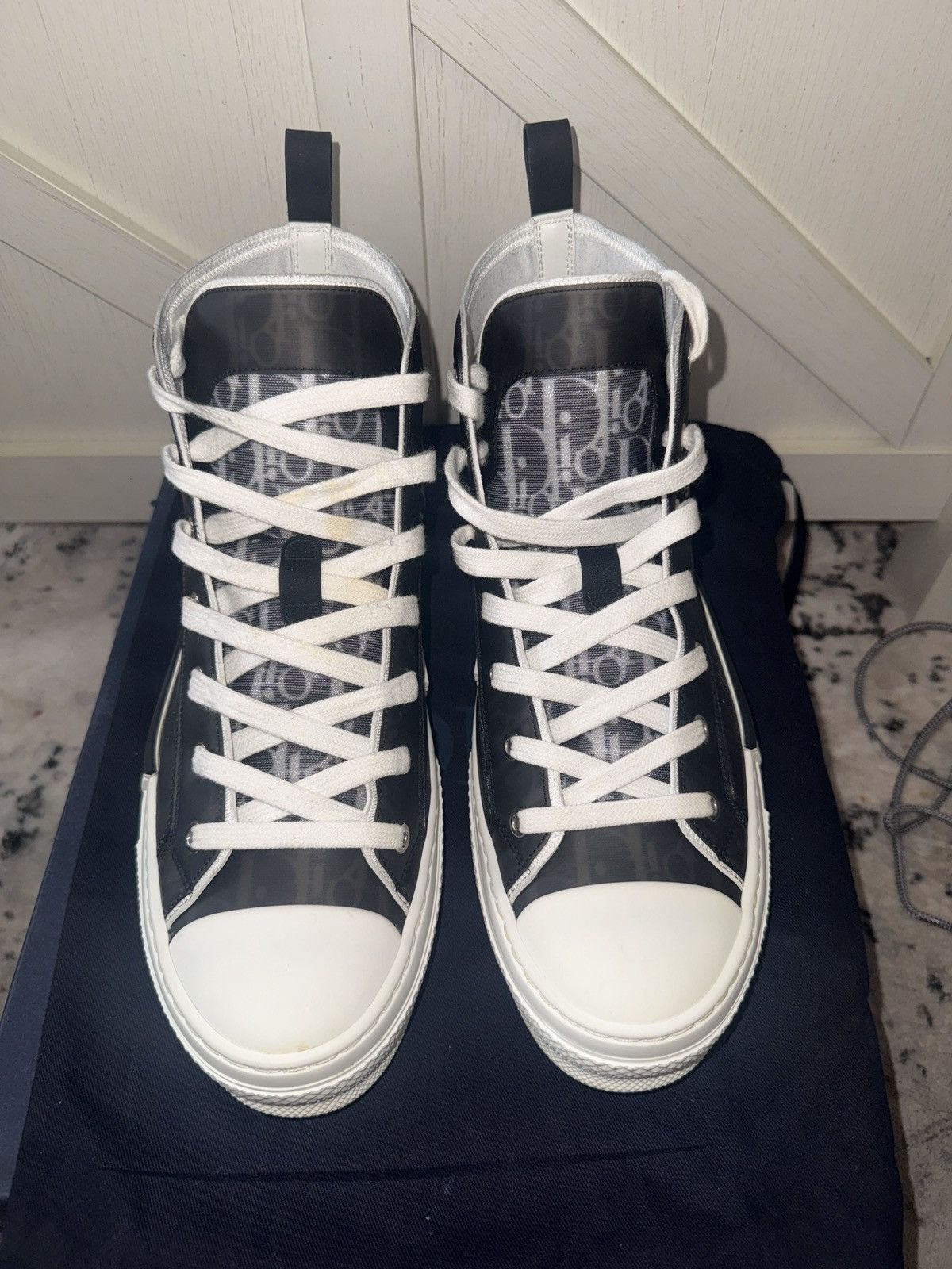 Dior Dior B23 High Top Black and White Oblique Canvas Size US 9 / EU 42 - 5 Thumbnail