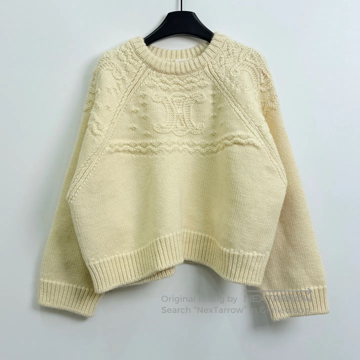 Celine CELINE Solid Color Round Neck Long-Sleeve Knit Sweater| Size M / US 6-8 / IT 42-44 - 1 Thumbnail