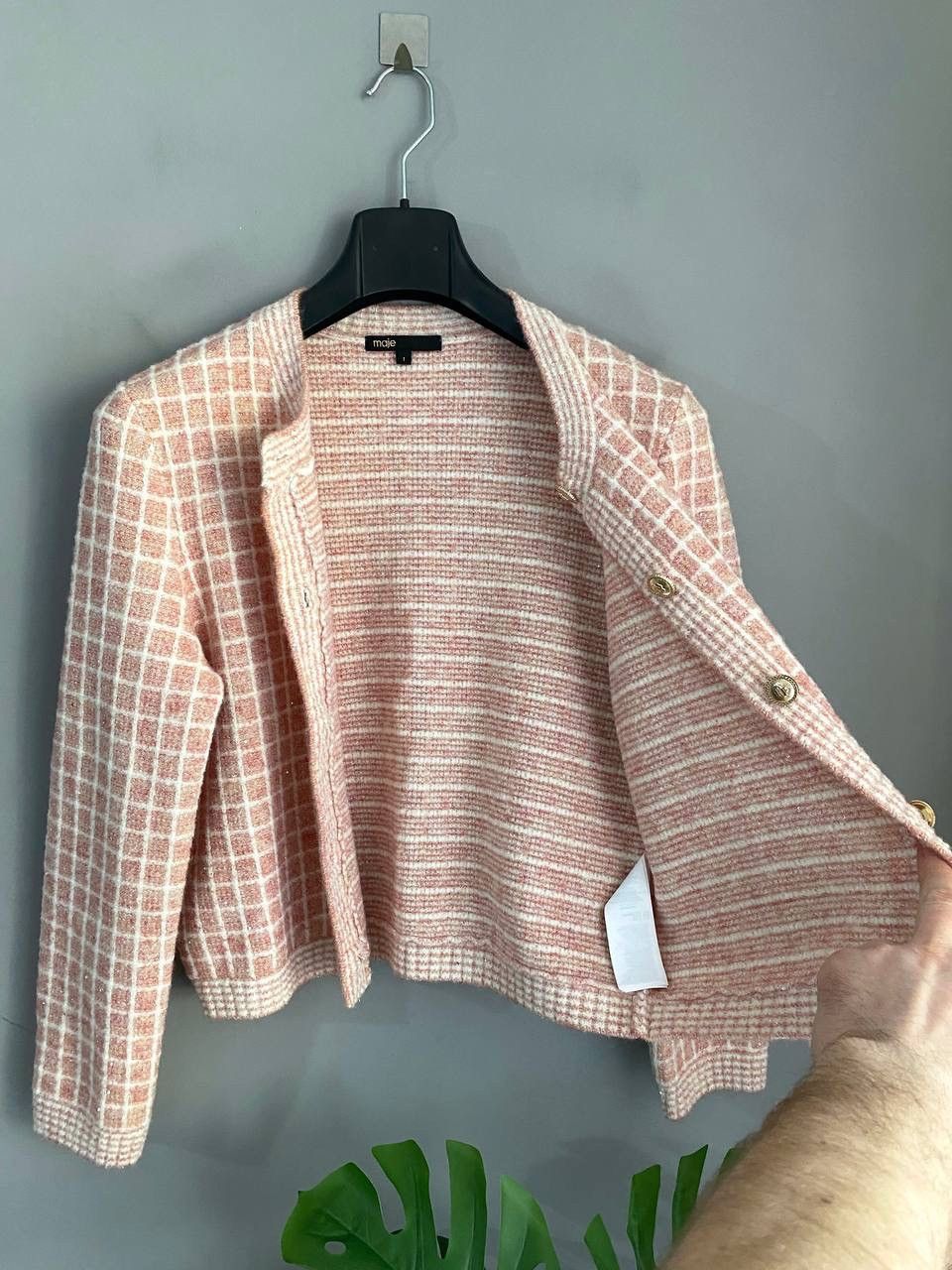 Maje Maje Women's Tweed-Style Pink Wool / Mohair Knit Cardigan, S Size S / US 4 / IT 40 - 12 Thumbnail
