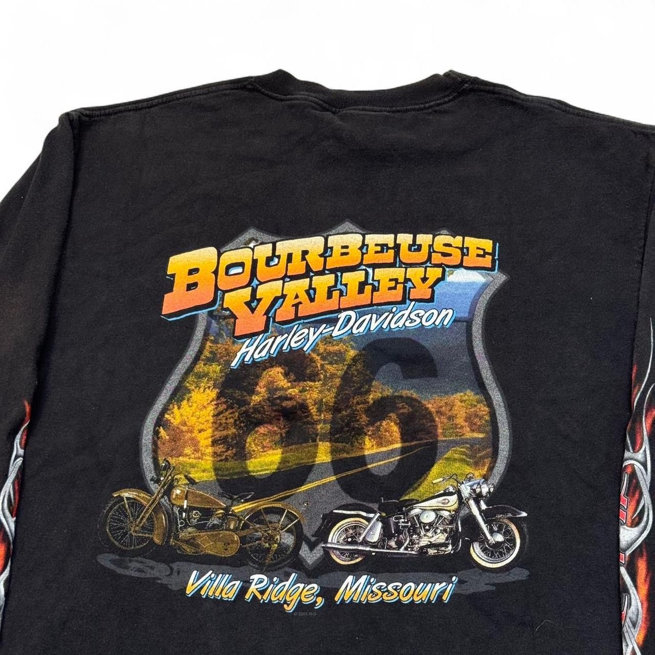 Harley Davidson 2007 Harley Davidson Black y2k Flame Sleeve Tee Shirt Size US L / EU 52-54 / 3 - 6 Thumbnail