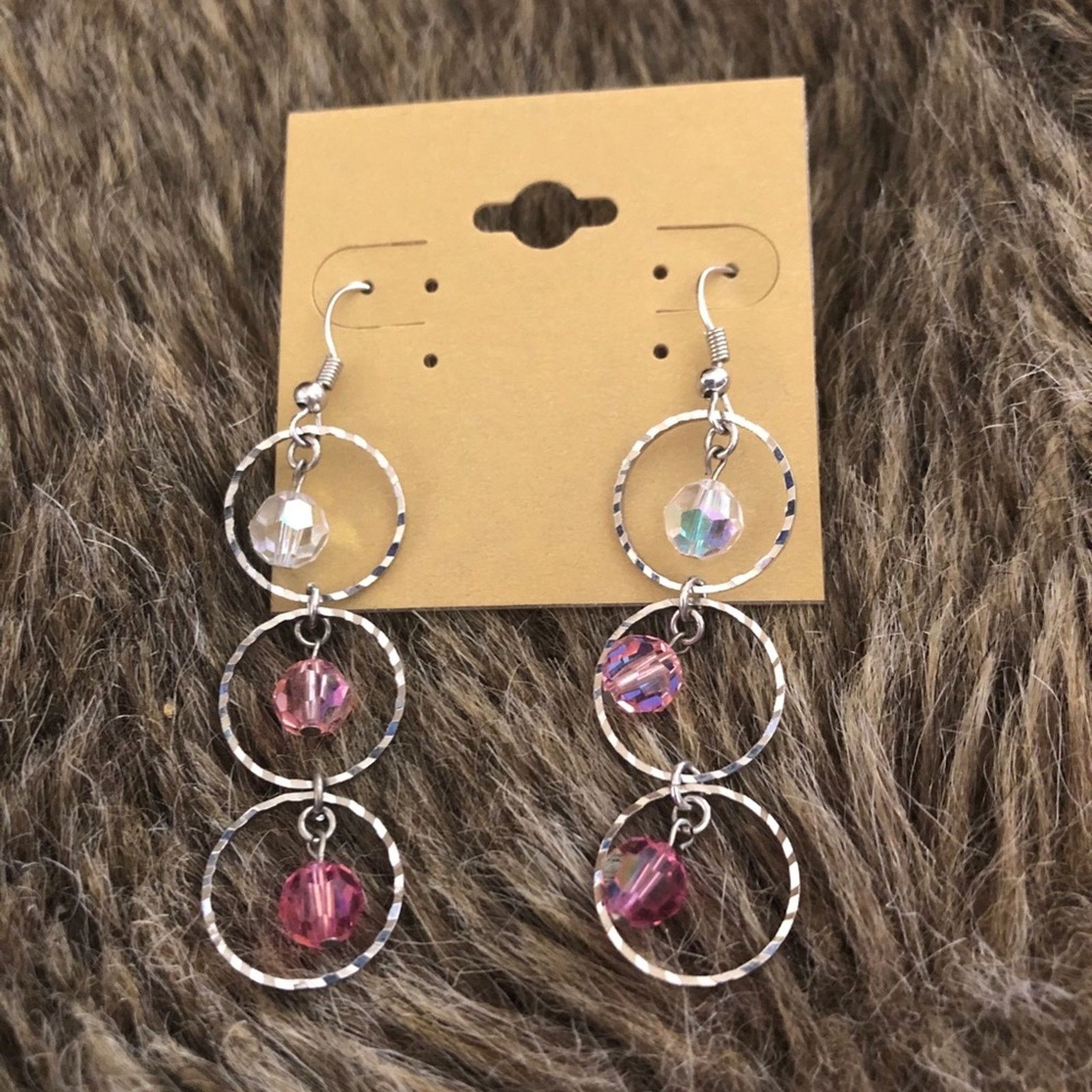 Jewelry Silver tone di-cut ring glass gem drop earrings Size ONE SIZE - 2 Thumbnail