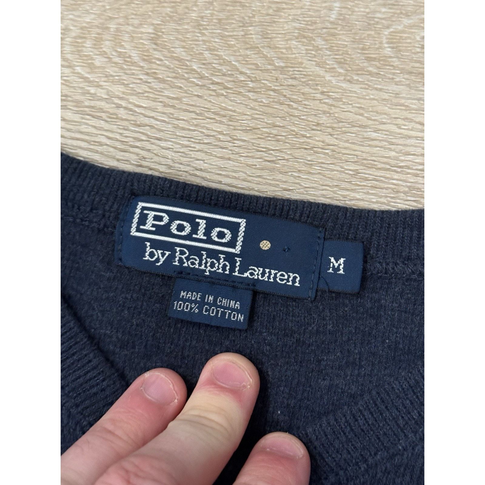 Polo Ralph Lauren Vintage Polo Ralph Lauren V-Neck Sweater Cotton Navy Blue Size US M / EU 48-50 / 2 - 2 Thumbnail