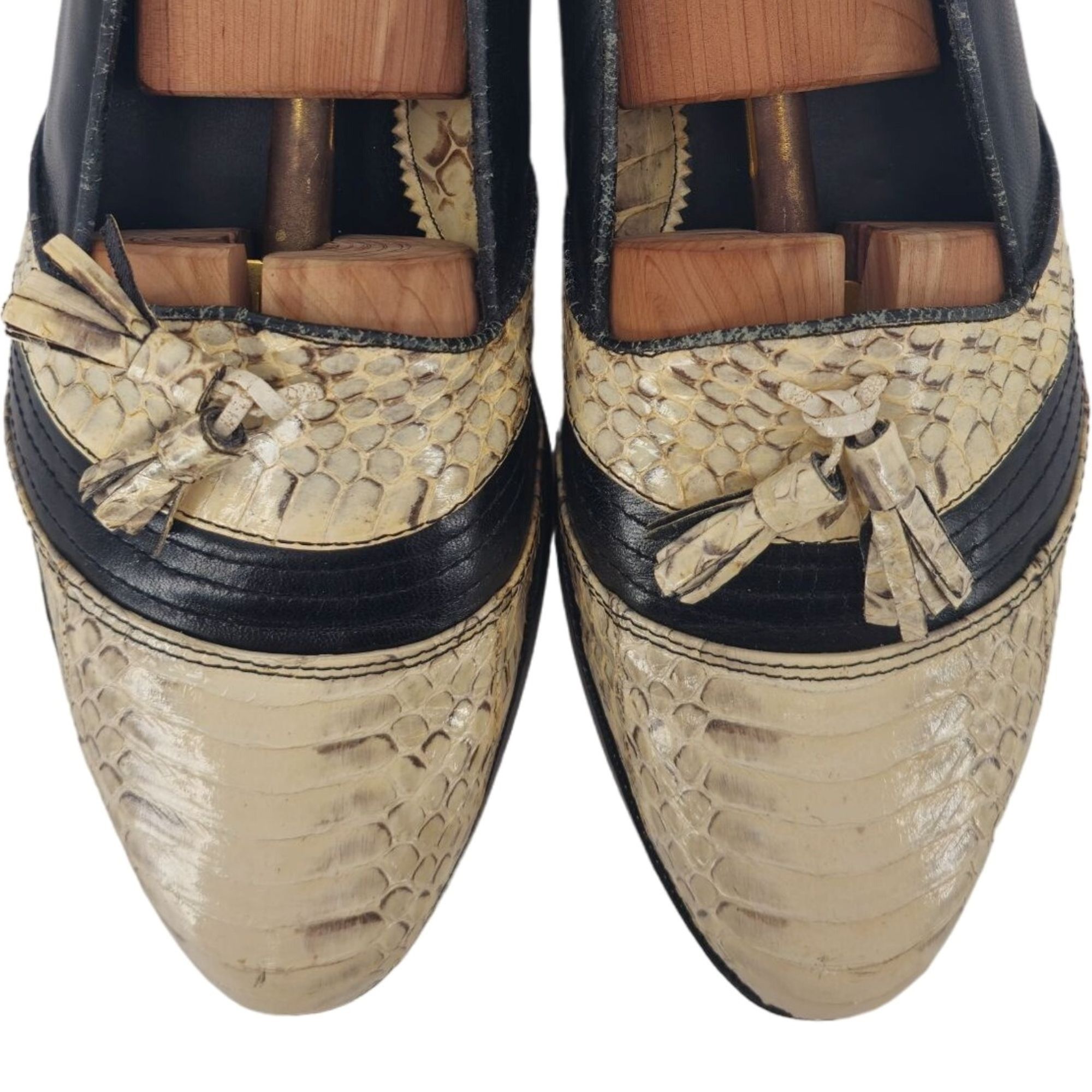 Other Vintage NEW Exotic Snakeskin 10.5D Dress Shoes Natural Cream Size US 10.5 / EU 43-44 - 8 Thumbnail