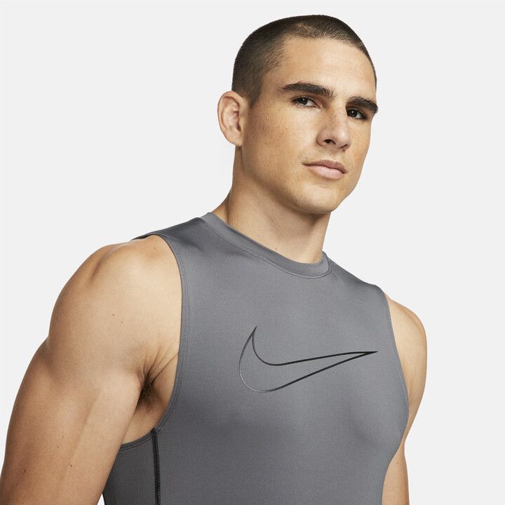 Nike NIKE Men's Pro Dri-FIT Slim Fit Sleeveless Top in Iron Grey Size US M / EU 48-50 / 2 - 1 Thumbnail
